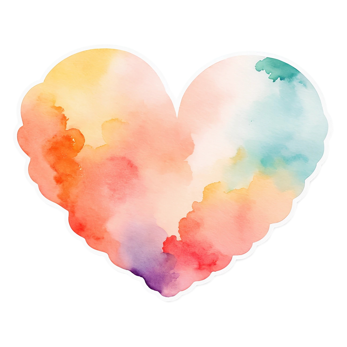 heart watercolor sticker isolated on transparent background #18218
