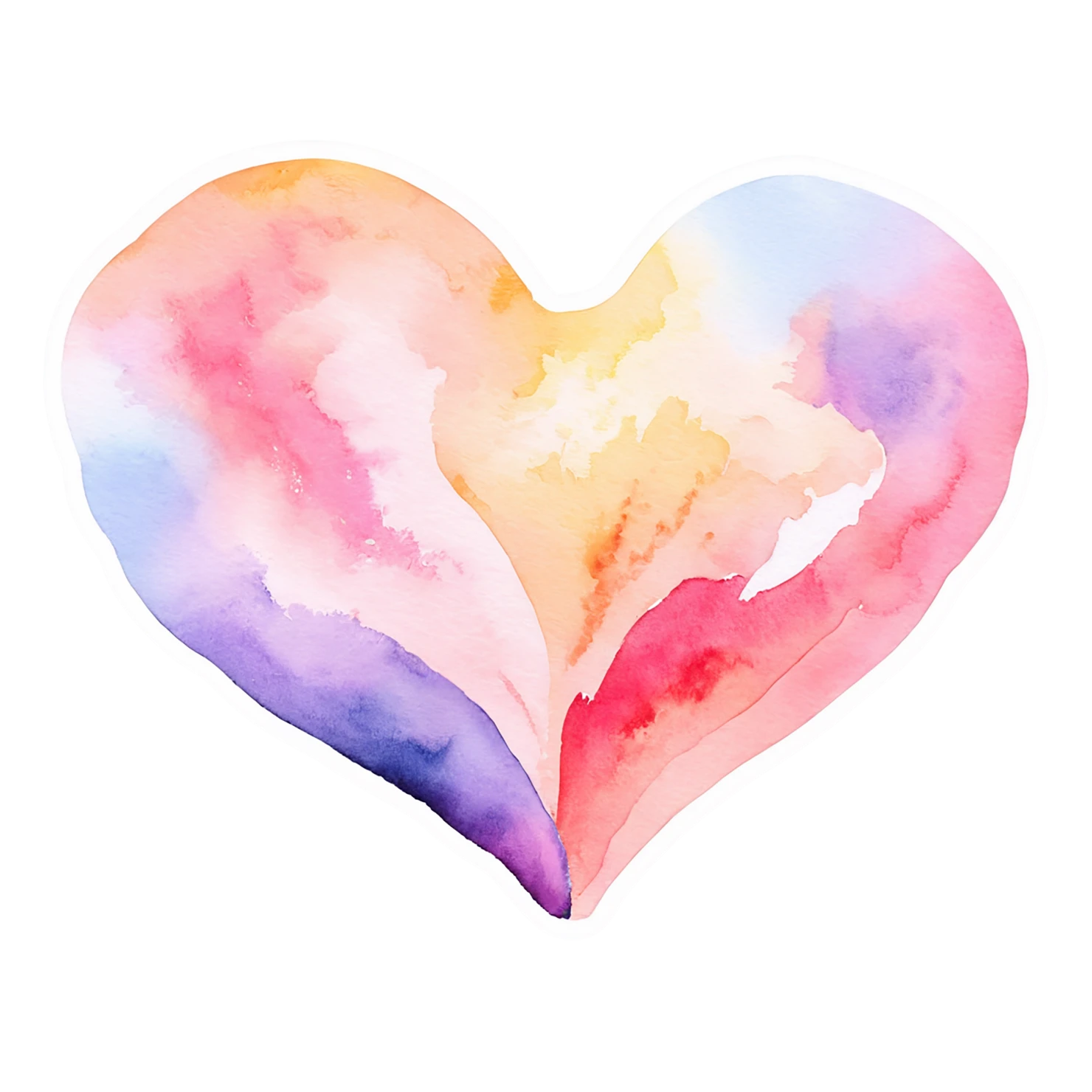 heart watercolor sticker isolated on transparent background #18221