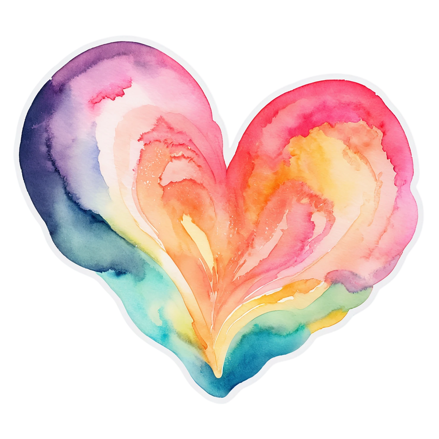 heart watercolor sticker isolated on transparent background #18222