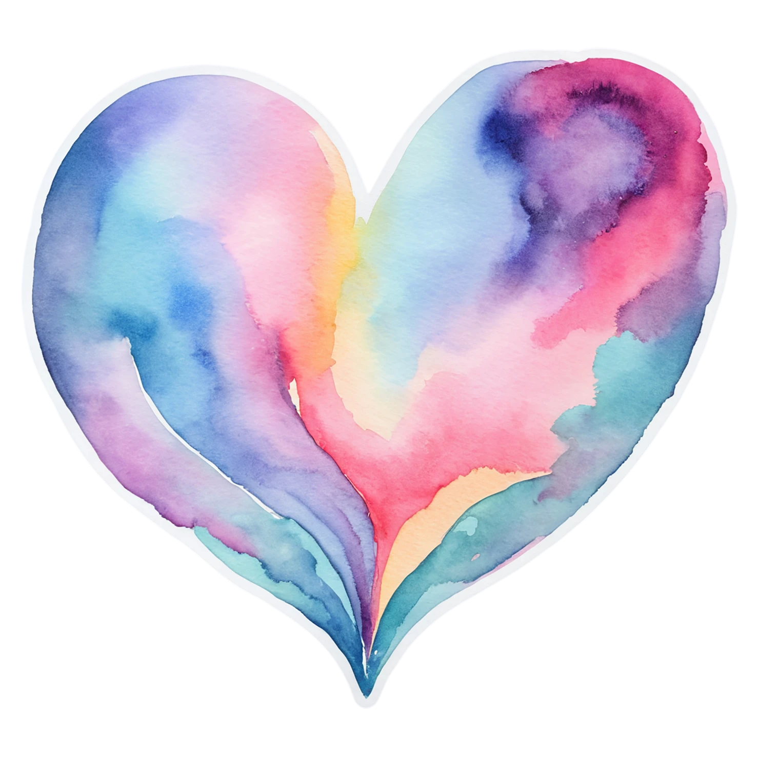 heart watercolor sticker isolated on transparent background #18224