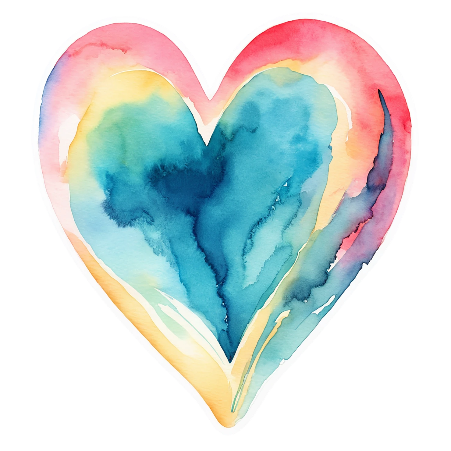 heart watercolor sticker isolated on transparent background #18225