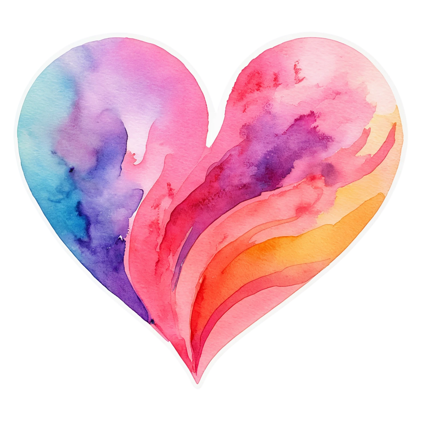 heart watercolor sticker isolated on transparent background #18233