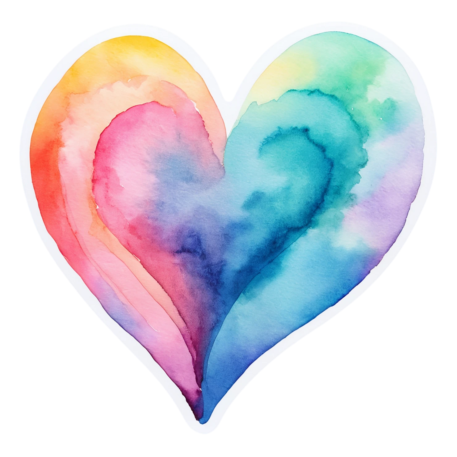 heart watercolor sticker isolated on transparent background #18235