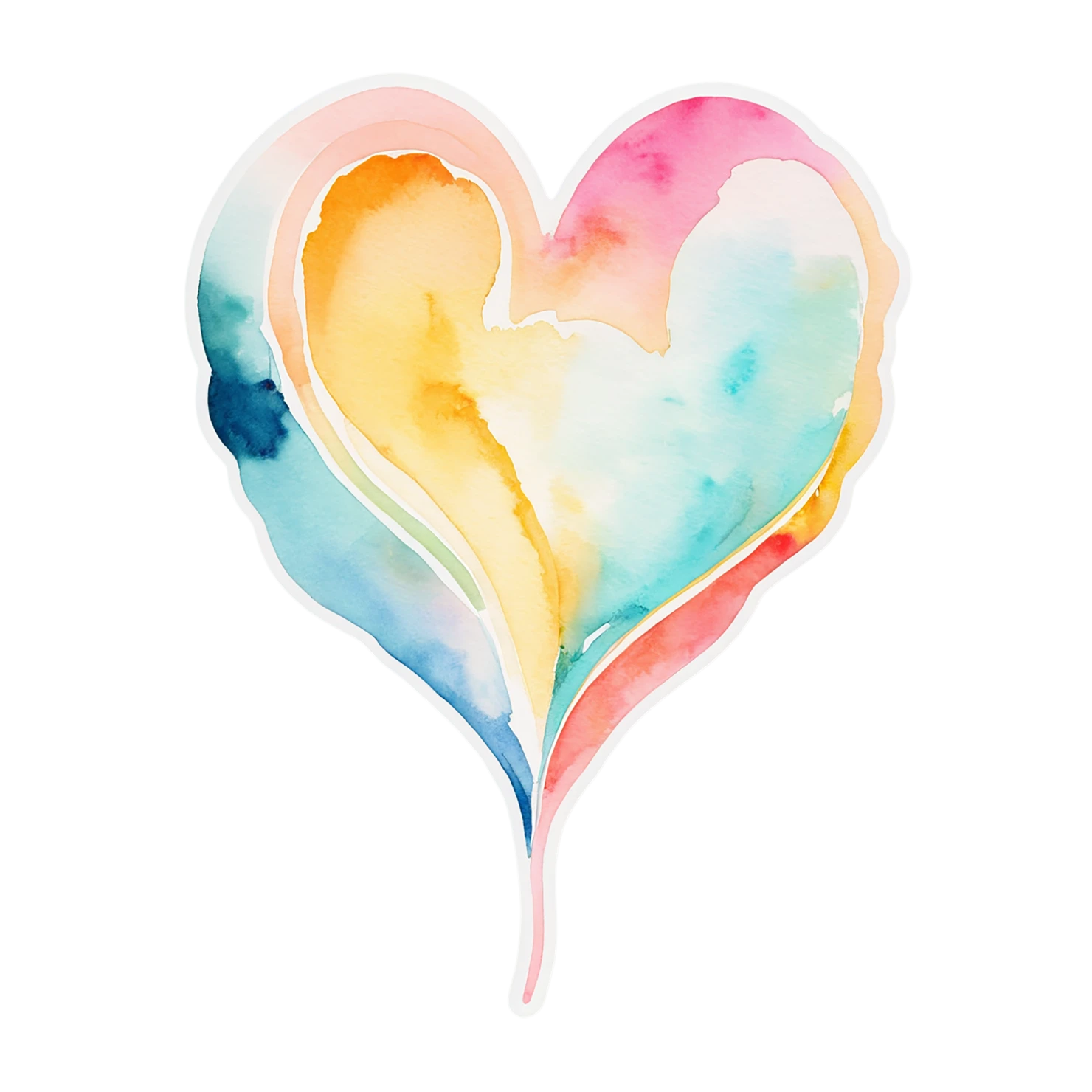 heart watercolor sticker isolated on transparent background #18236