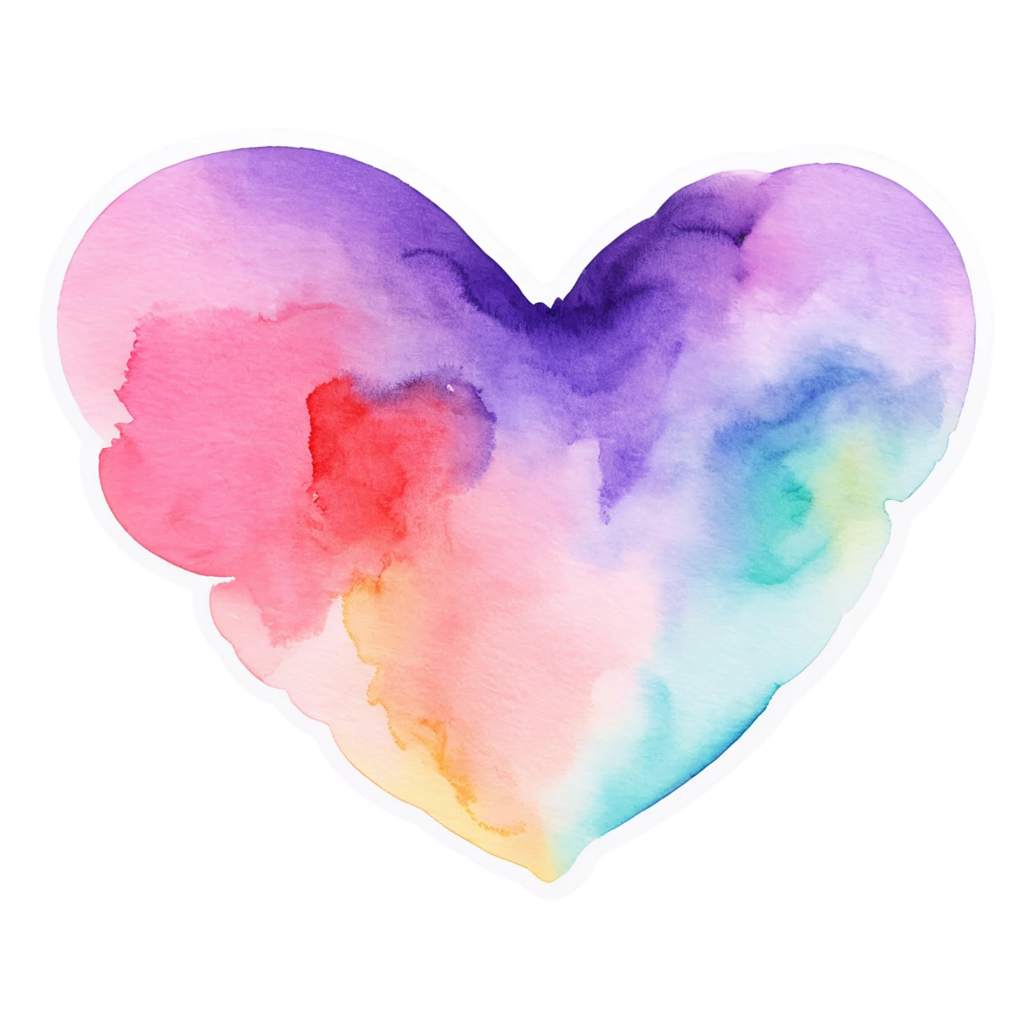 heart watercolor sticker isolated on transparent background #18237