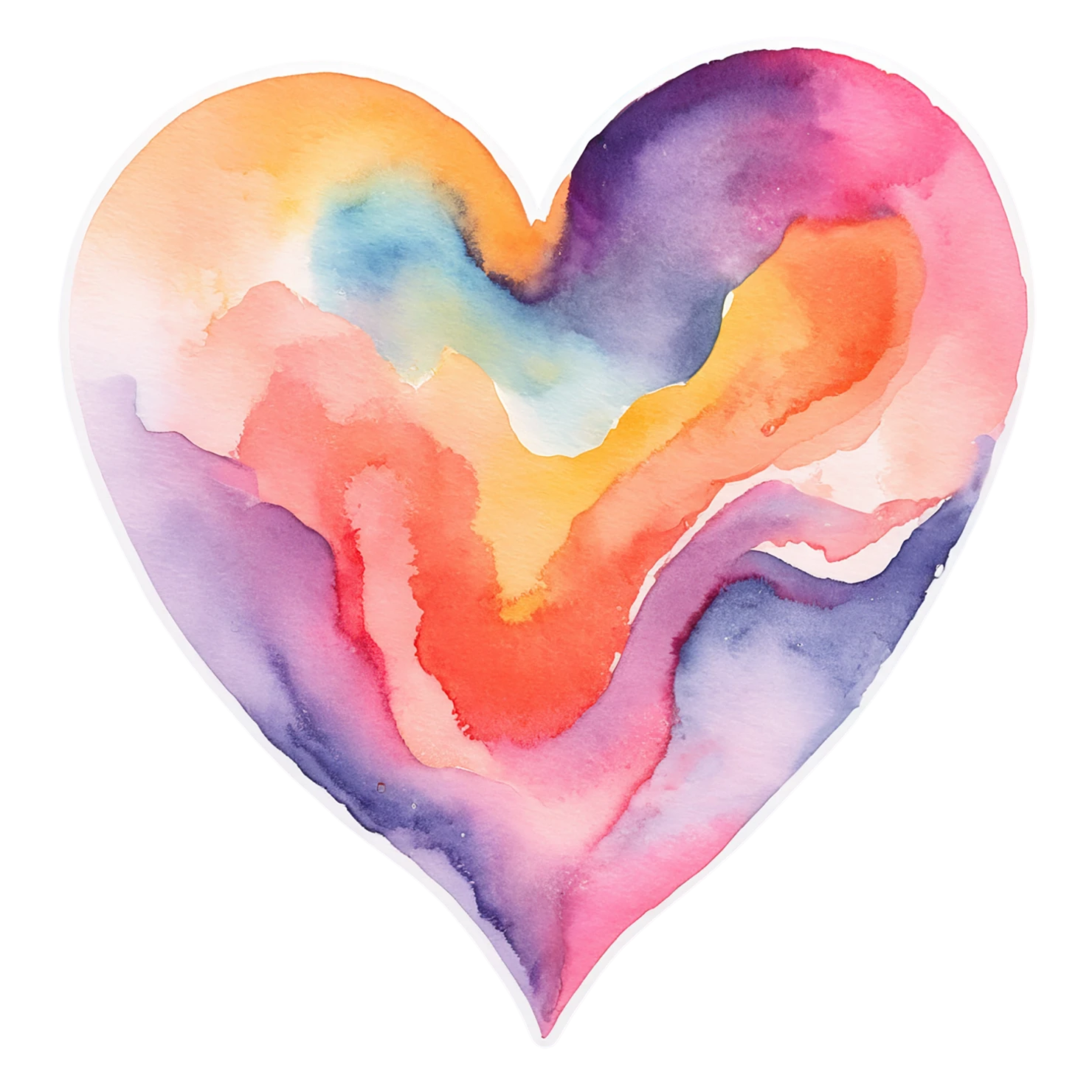 heart watercolor sticker isolated on transparent background #18238