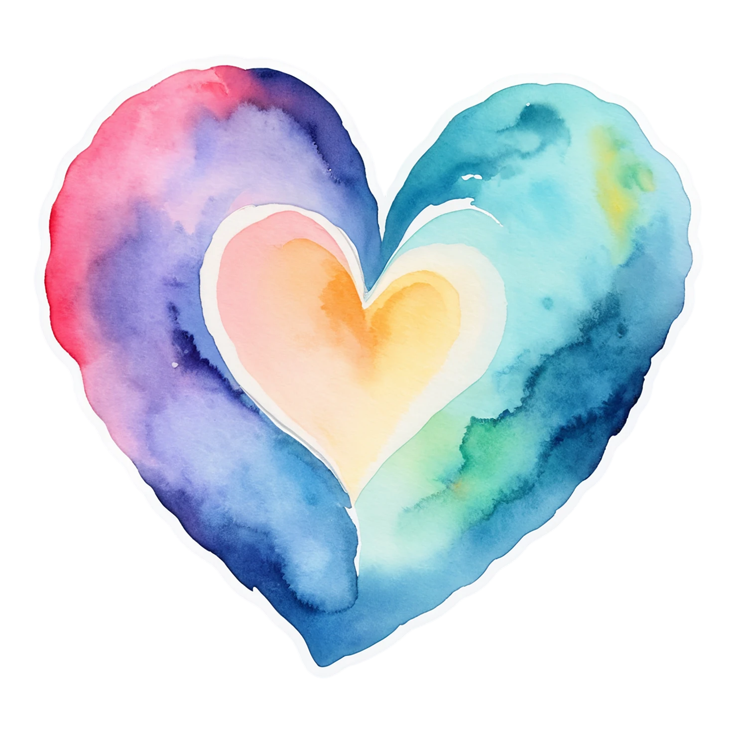 heart watercolor sticker isolated on transparent background #18242