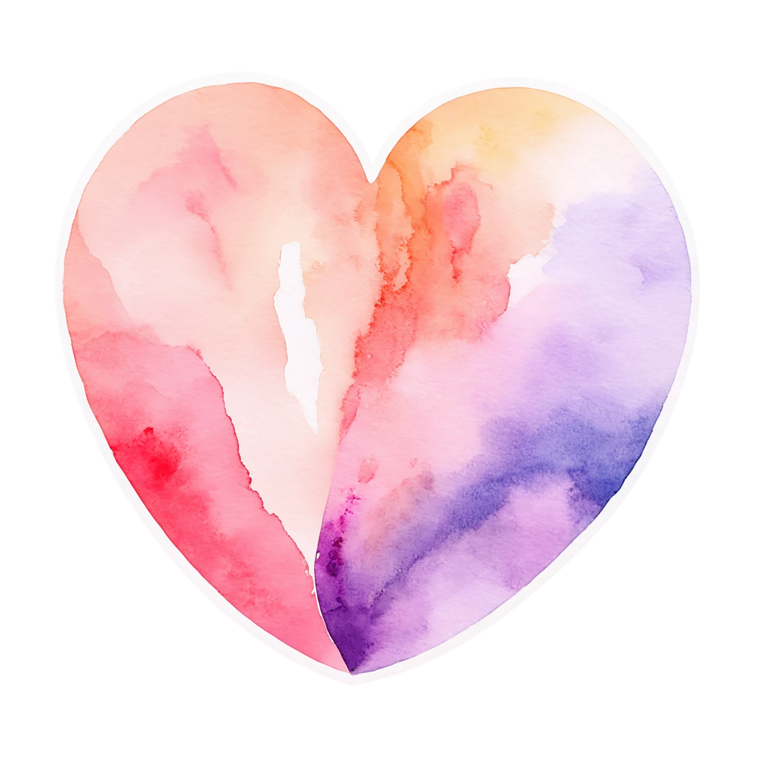 heart watercolor sticker isolated on transparent background #18244
