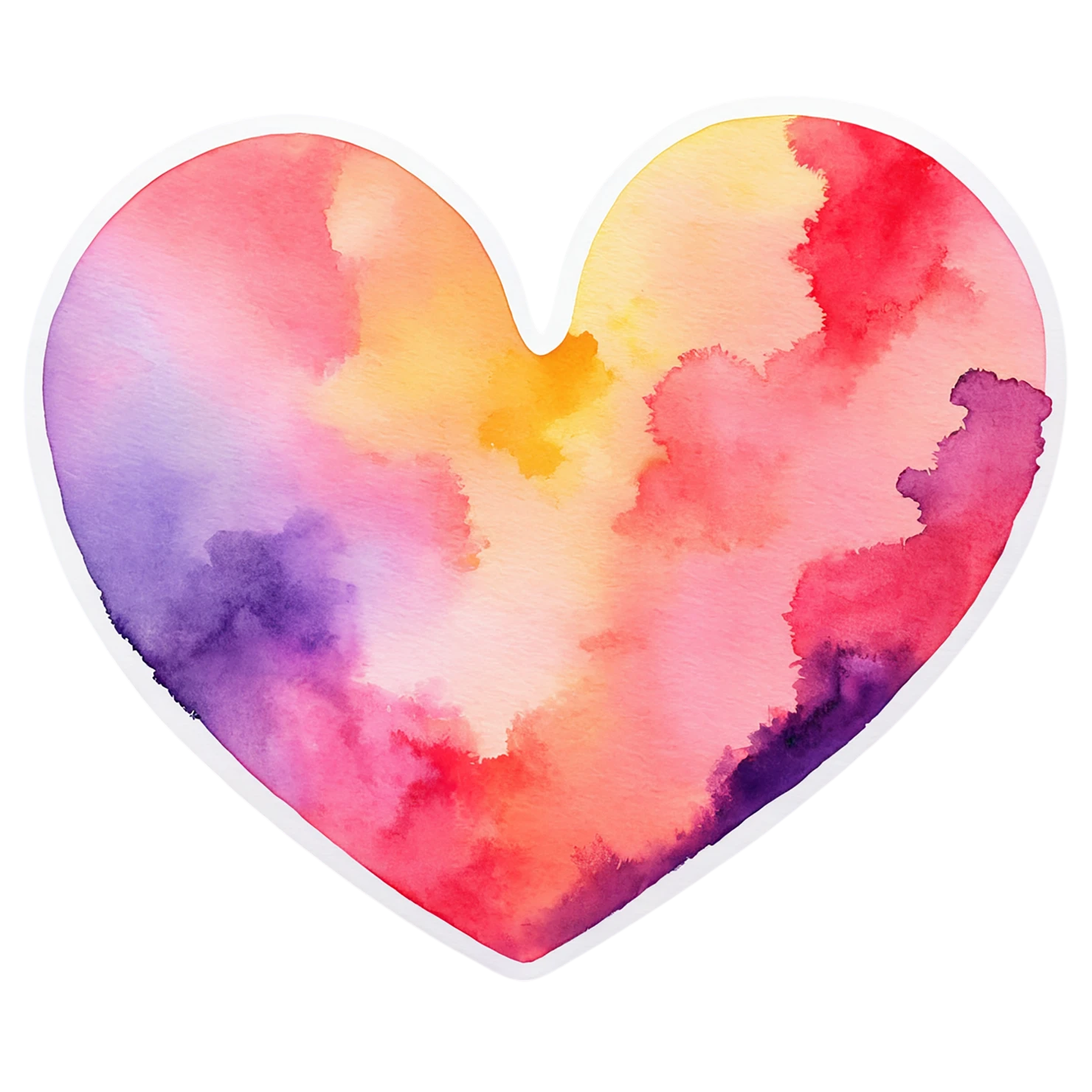 heart watercolor sticker isolated on transparent background #18247