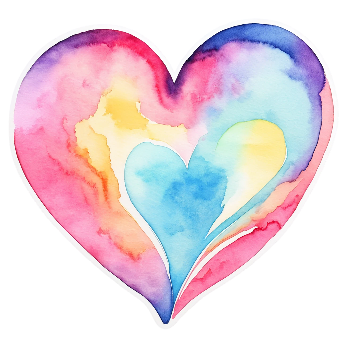 heart watercolor sticker isolated on transparent background #18250