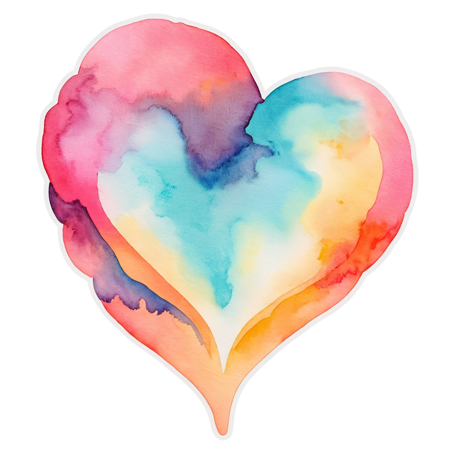 heart watercolor sticker isolated on transparent background #18252