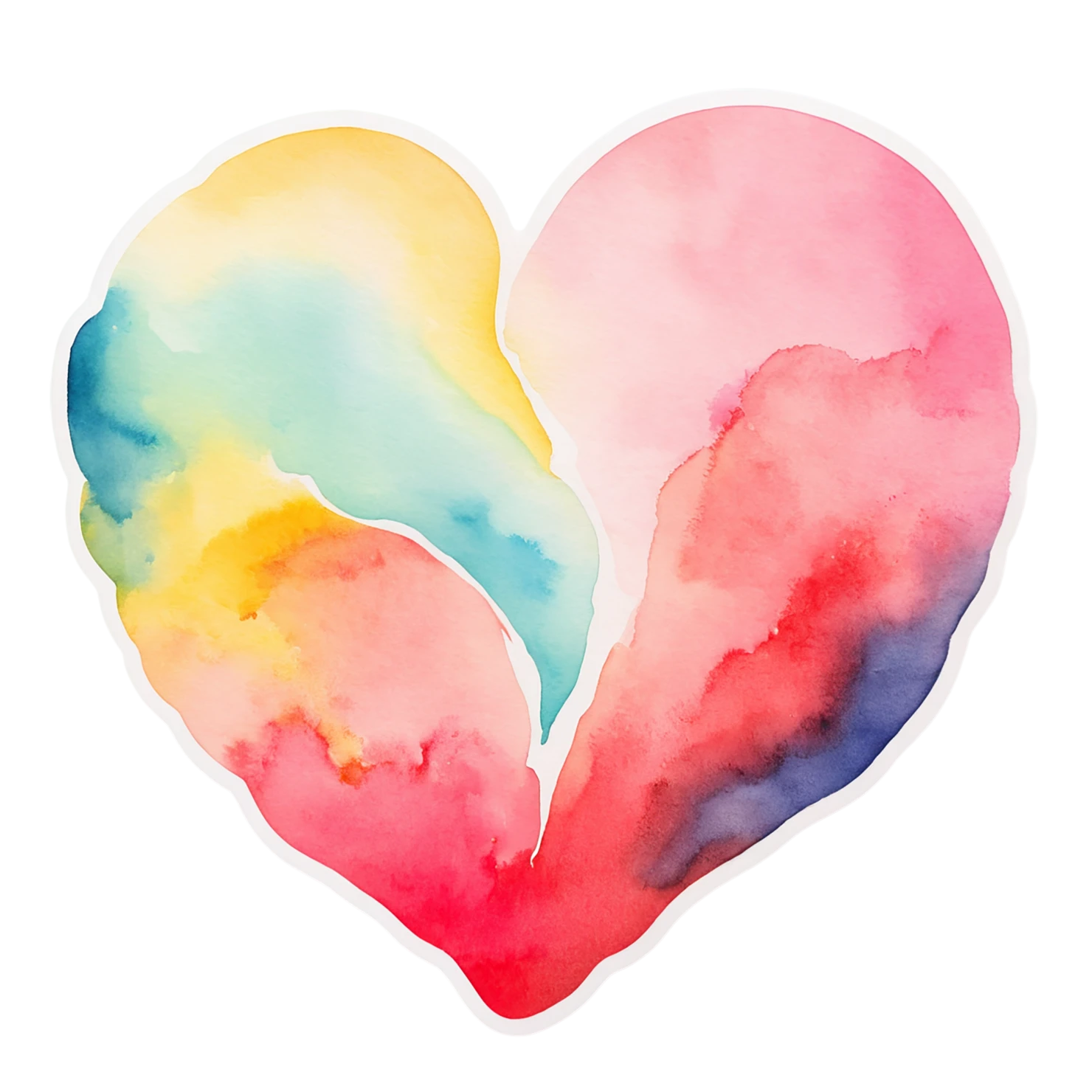 heart watercolor sticker isolated on transparent background #18259