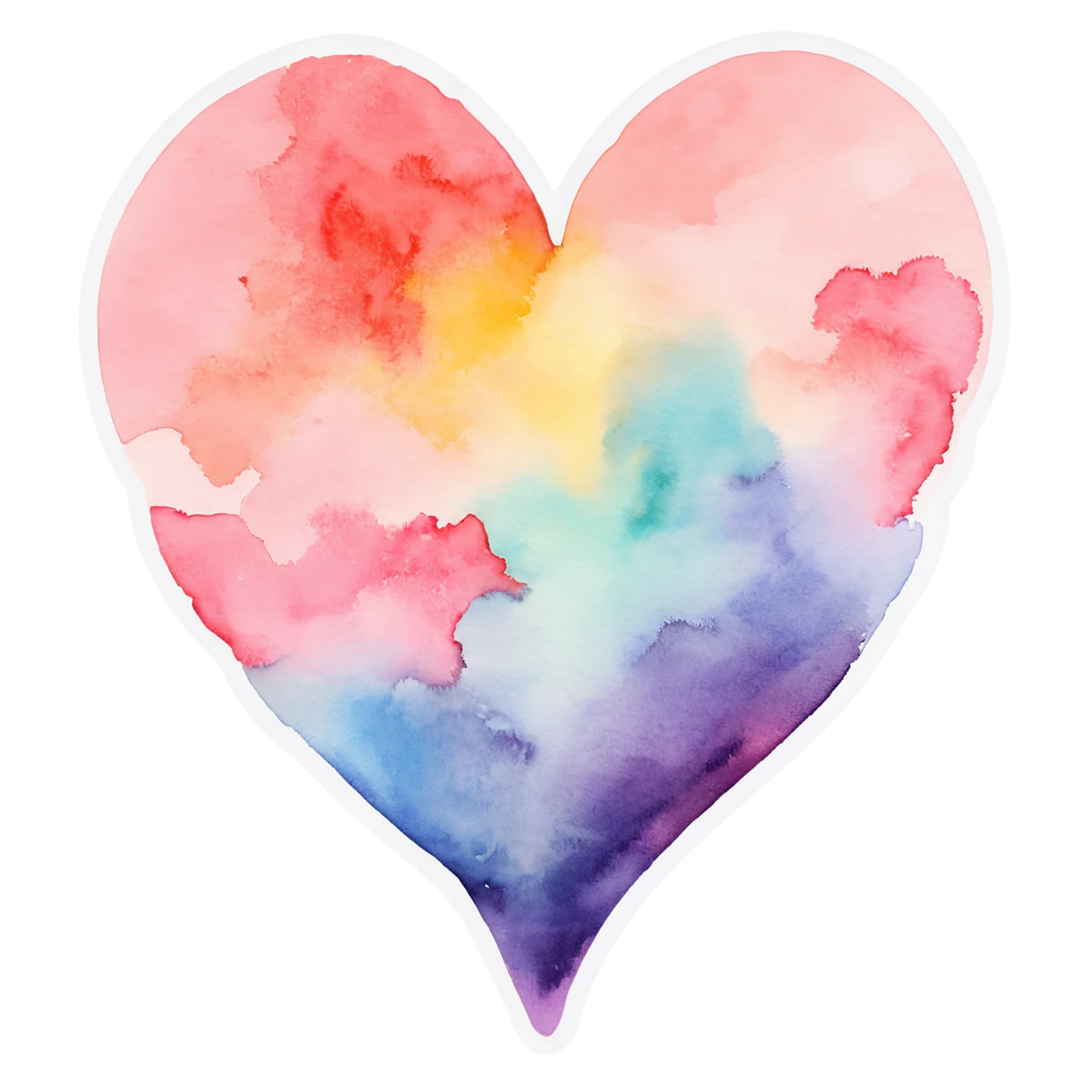 heart watercolor sticker isolated on transparent background #18263
