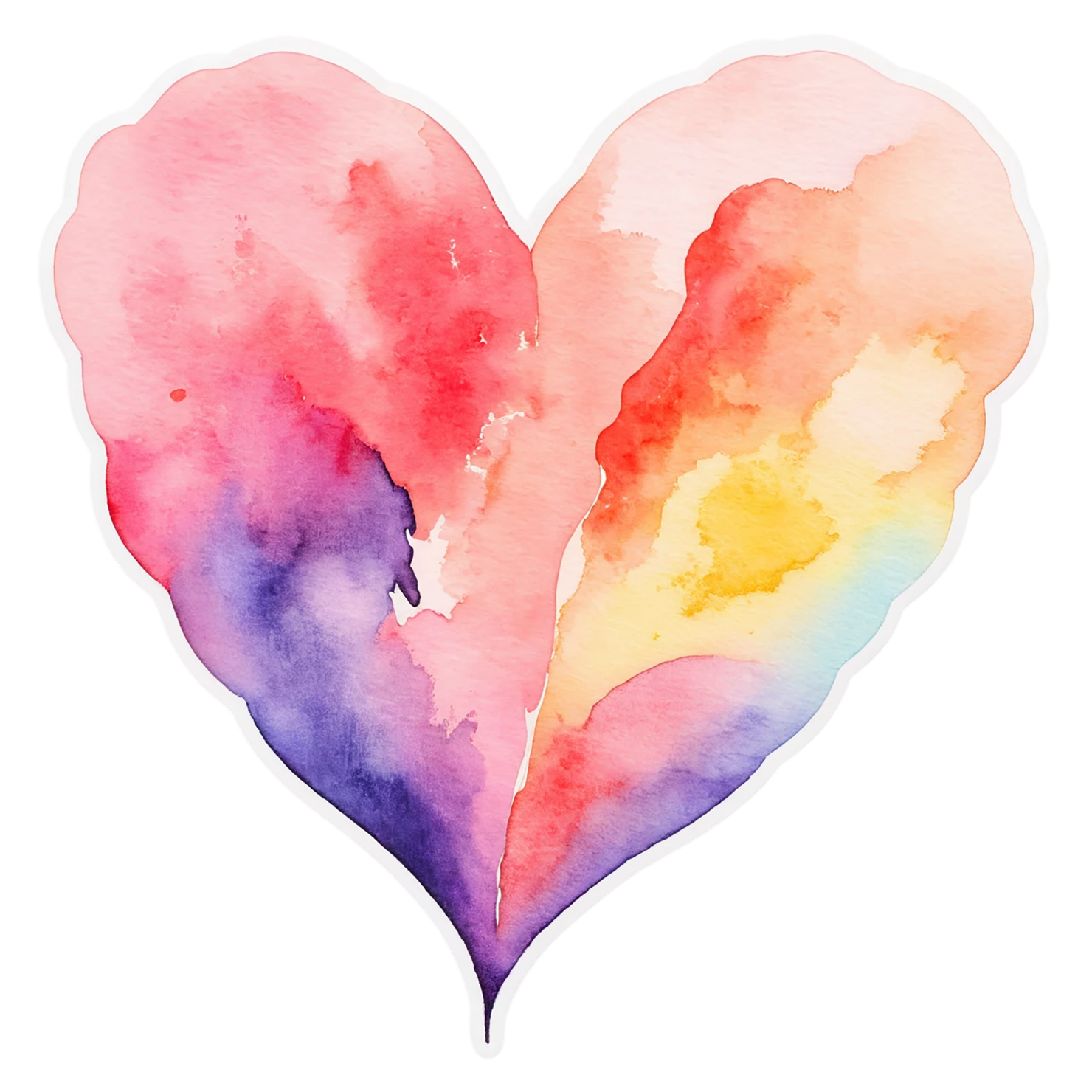 heart watercolor sticker isolated on transparent background #18270