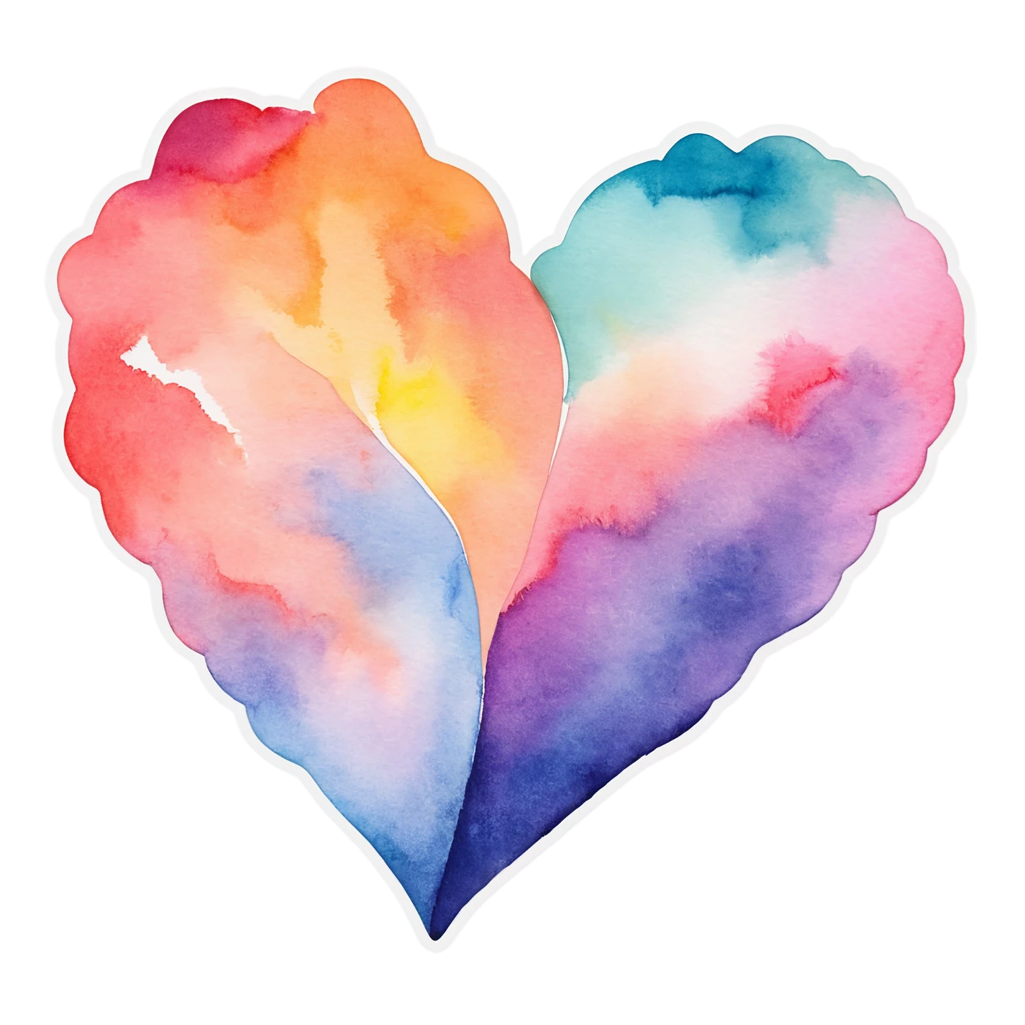 heart watercolor sticker isolated on transparent background #18273