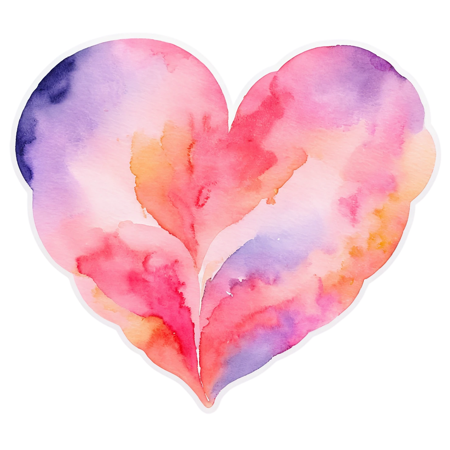 heart watercolor sticker isolated on transparent background #18274