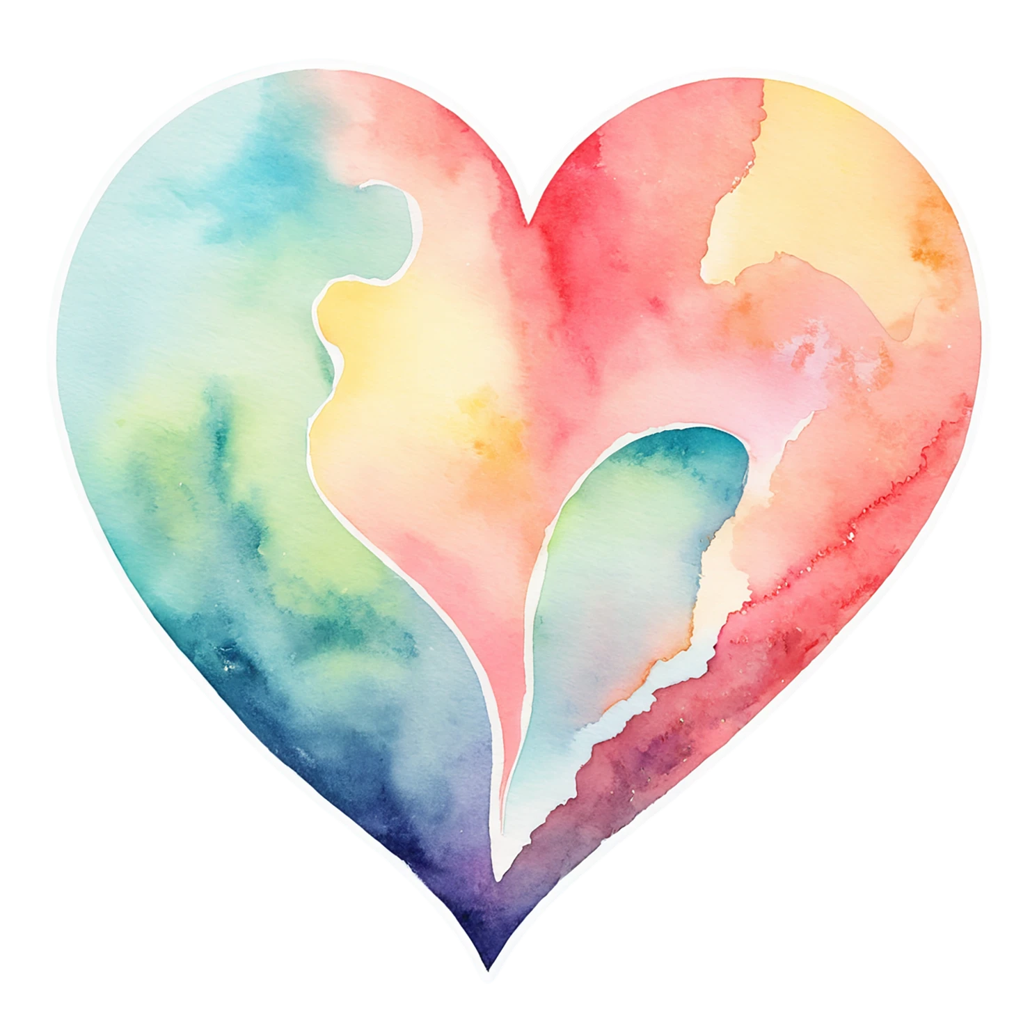 heart watercolor sticker isolated on transparent background #18276