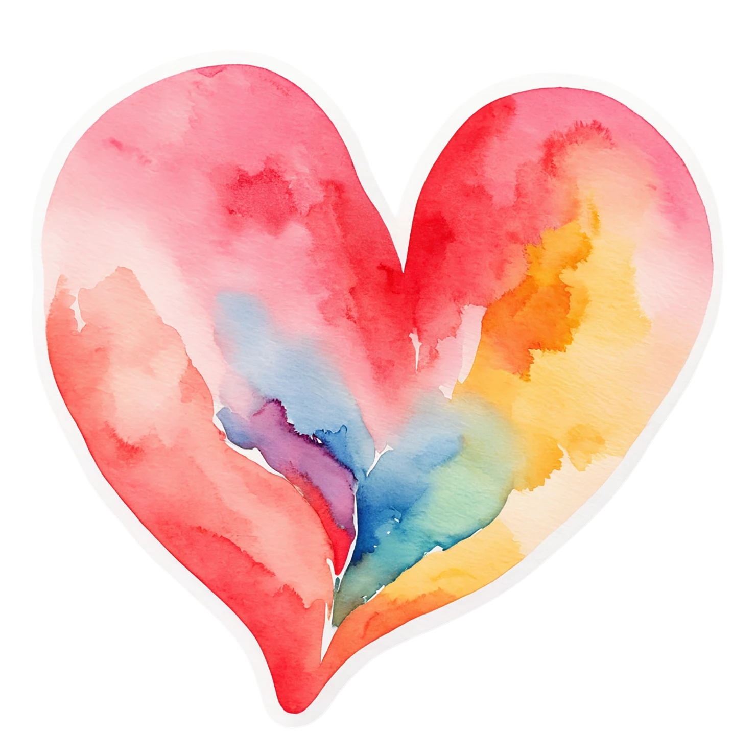 heart watercolor sticker isolated on transparent background #18277