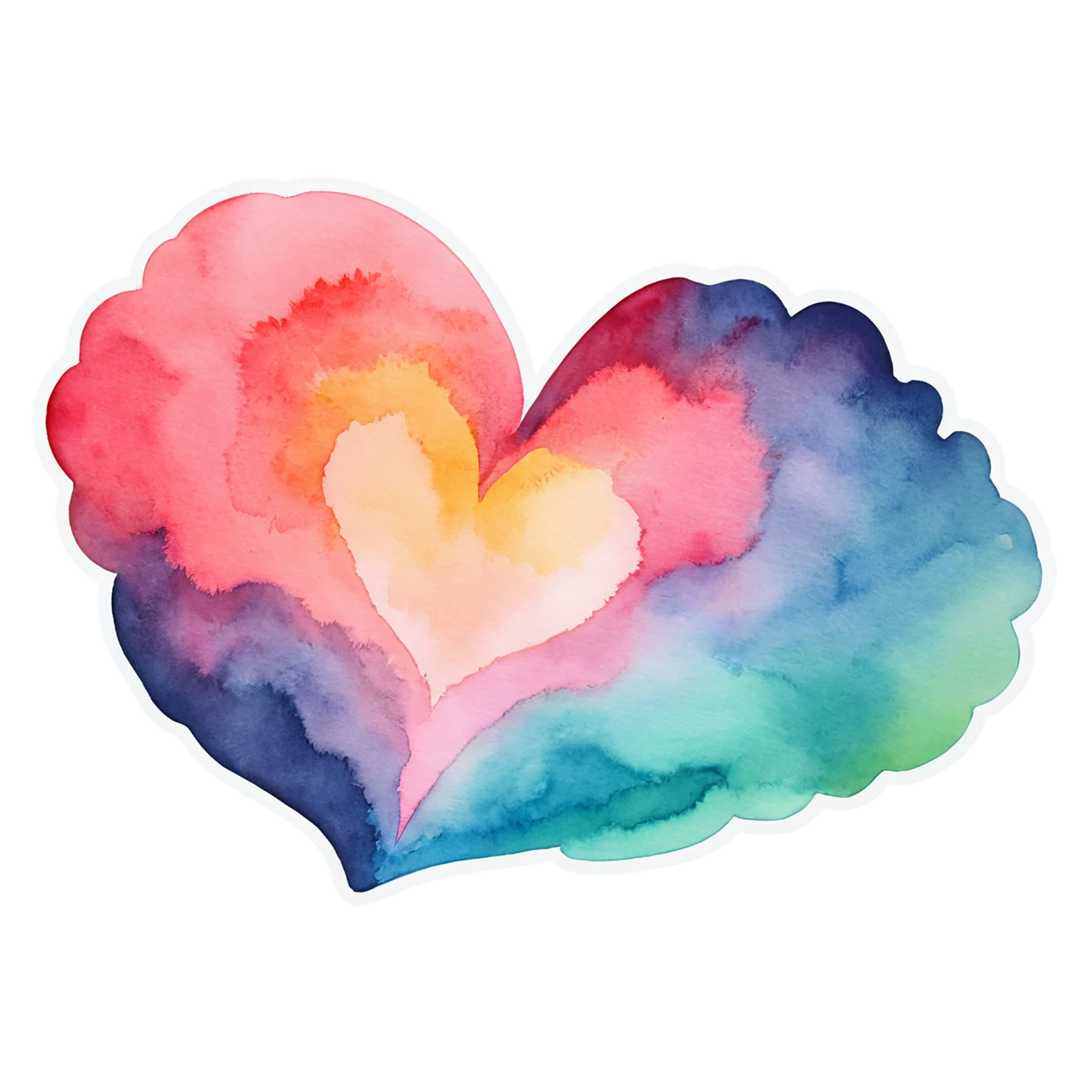 heart watercolor sticker isolated on transparent background #18284