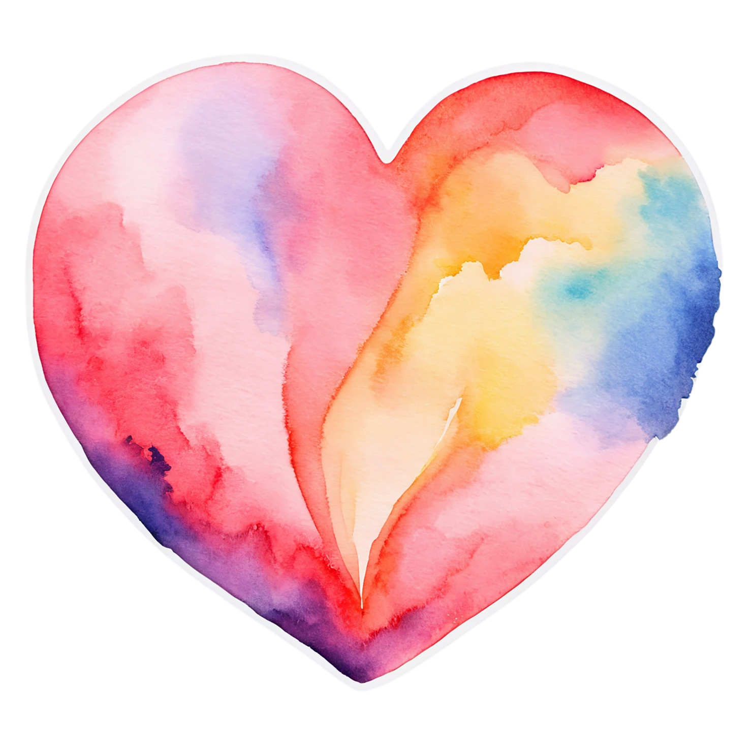 heart watercolor sticker isolated on transparent background #18287