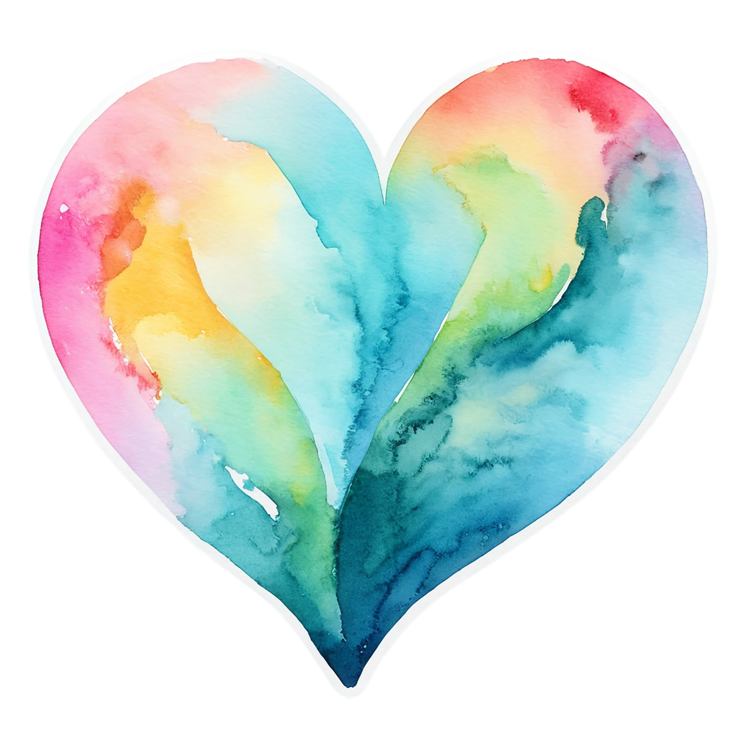 heart watercolor sticker isolated on transparent background #18290