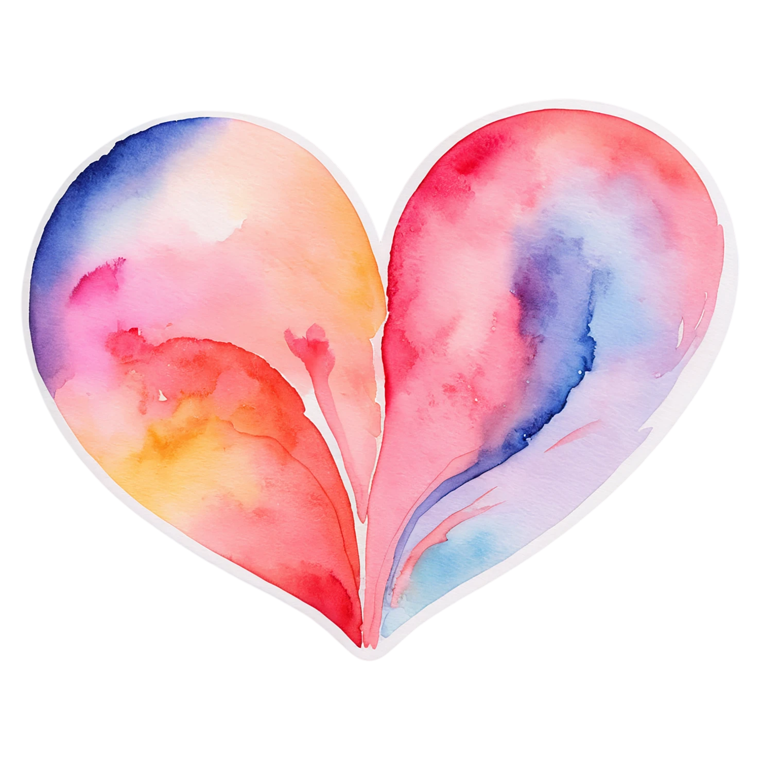 heart watercolor sticker isolated on transparent background #18291