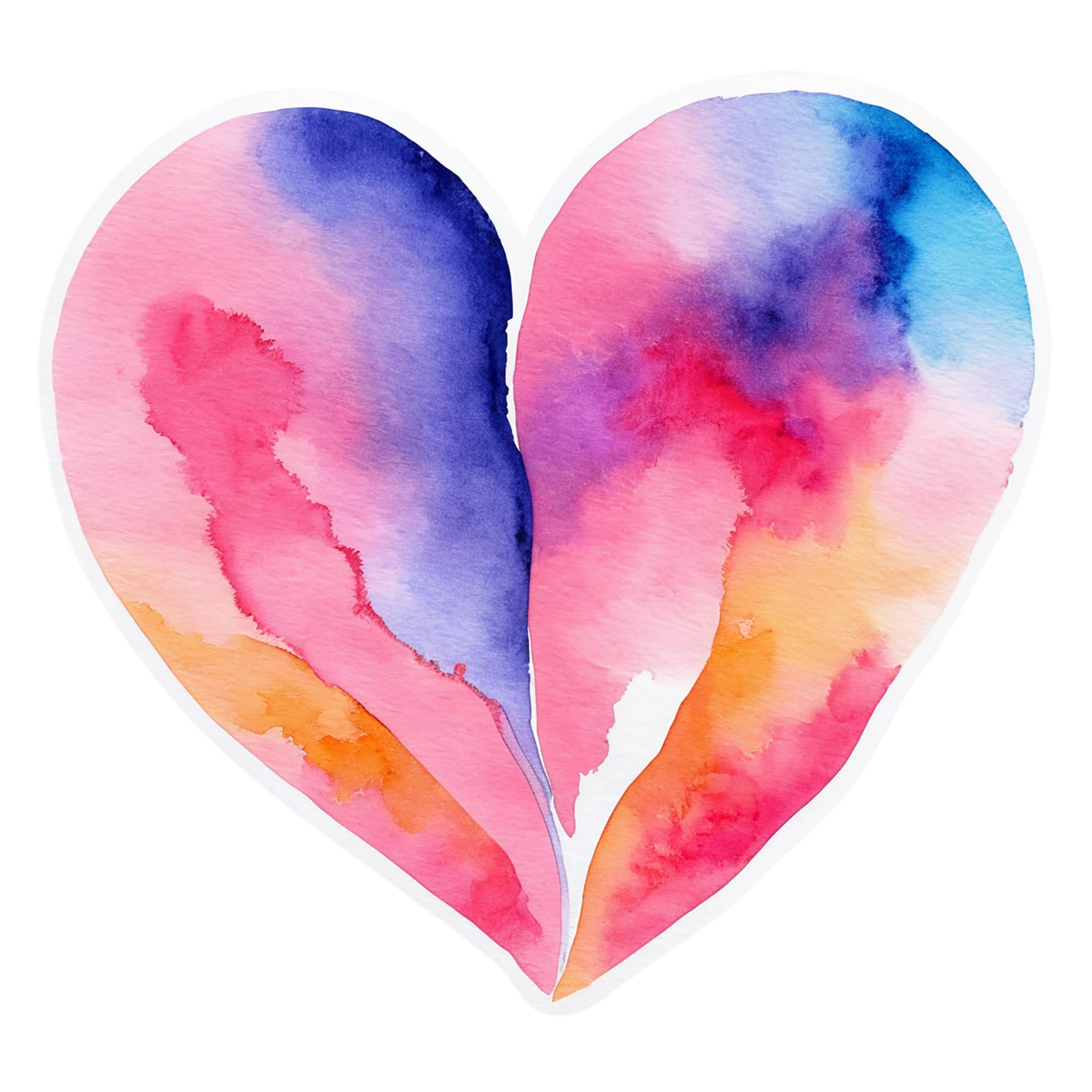 heart watercolor sticker isolated on transparent background #18294