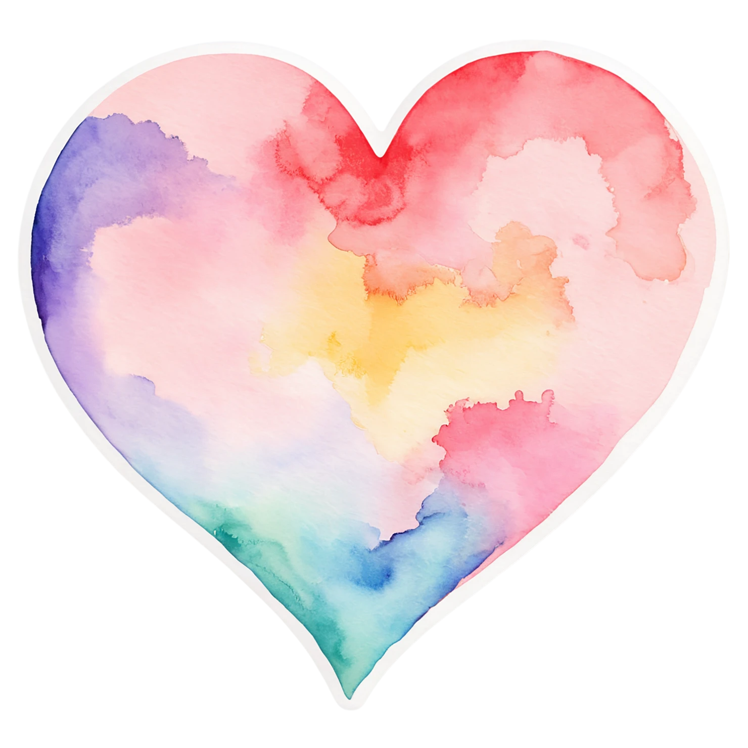 heart watercolor sticker isolated on transparent background #18295