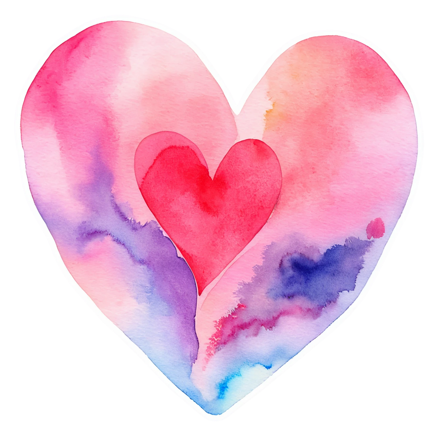 heart watercolor sticker isolated on transparent background #18296