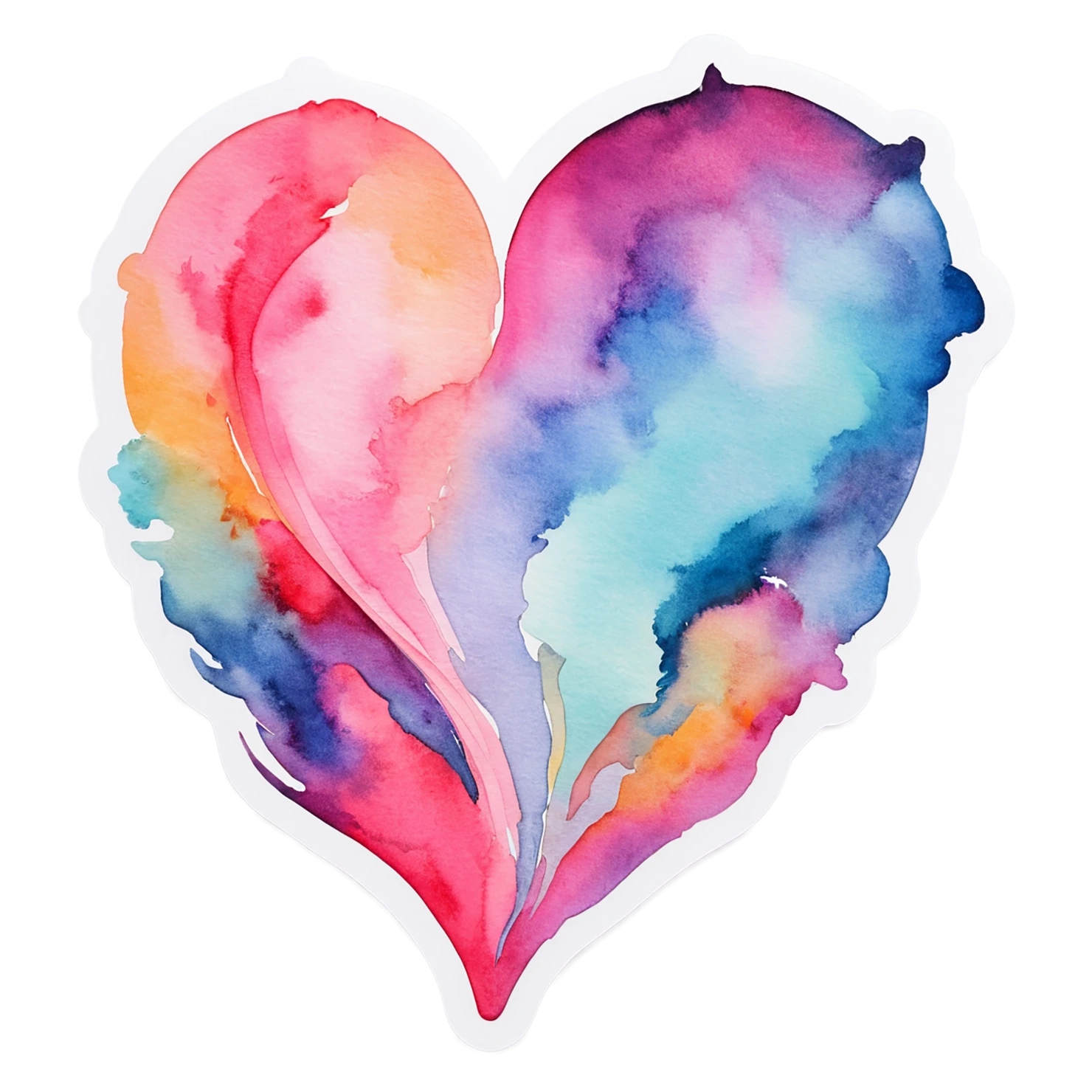 heart watercolor sticker isolated on transparent background #18297