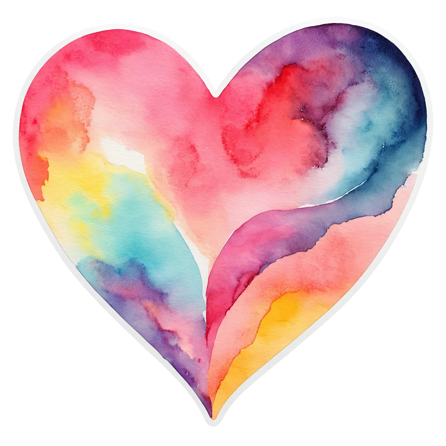heart watercolor sticker isolated on transparent background #18299