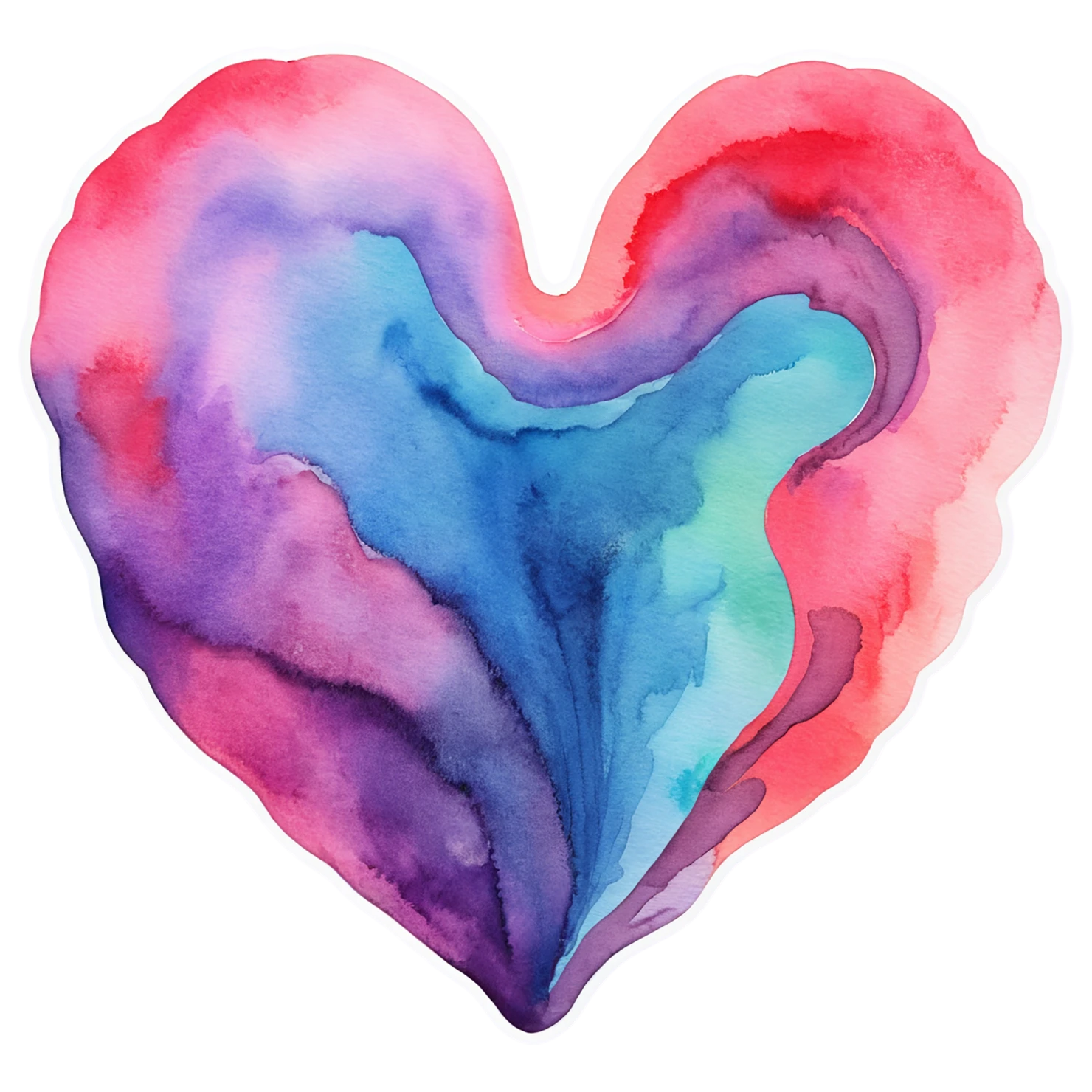 heart watercolor sticker isolated on transparent background #18300