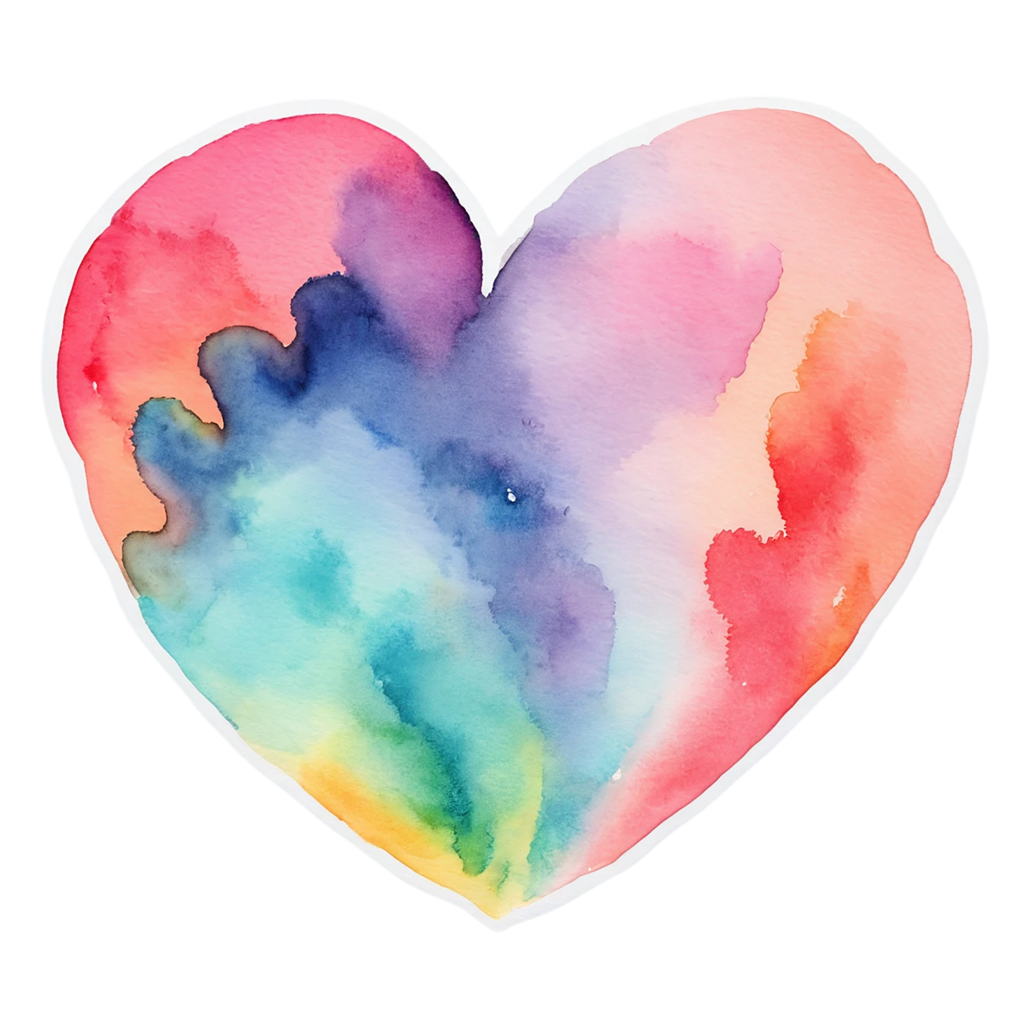 heart watercolor sticker isolated on transparent background #18302