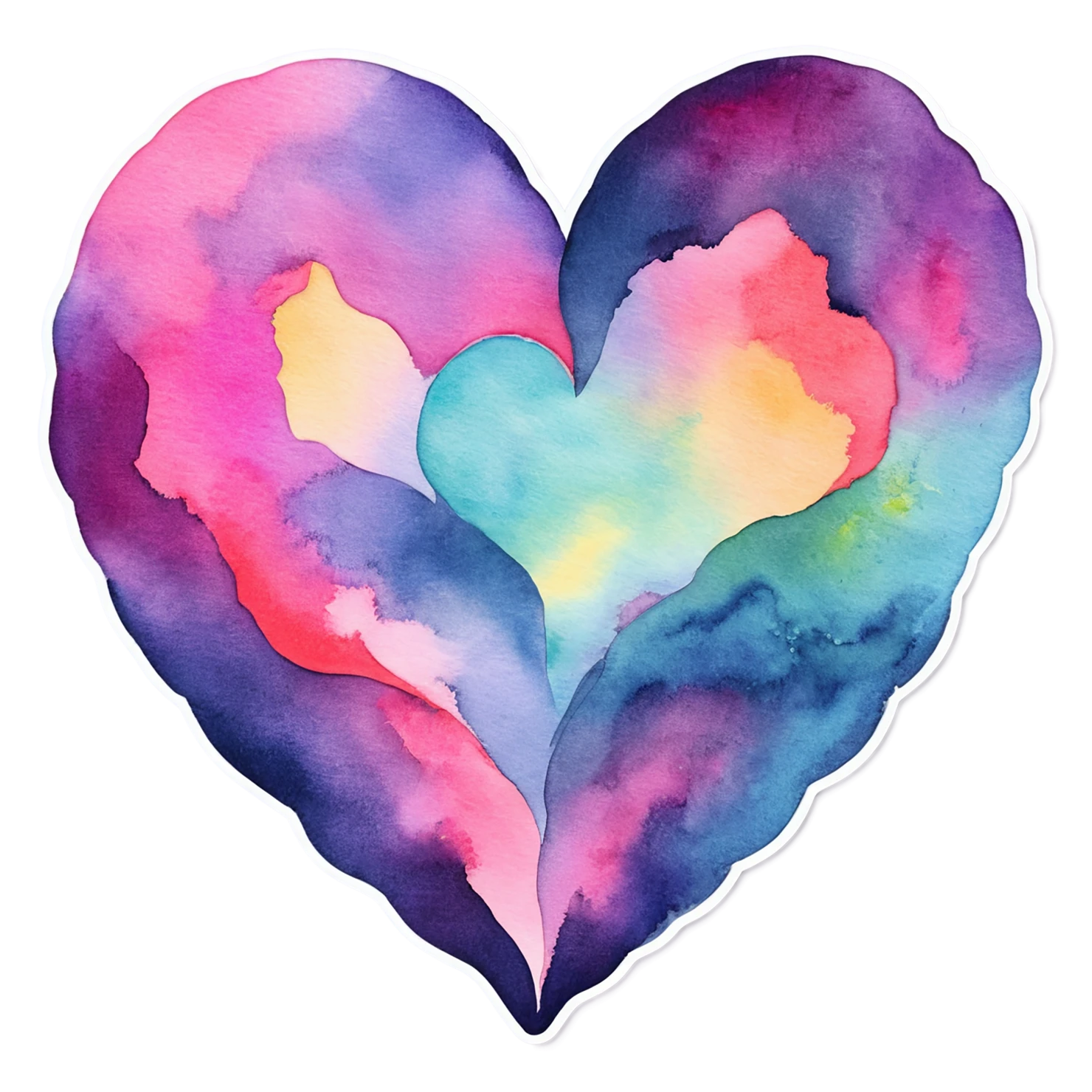 heart watercolor sticker isolated on transparent background #18304