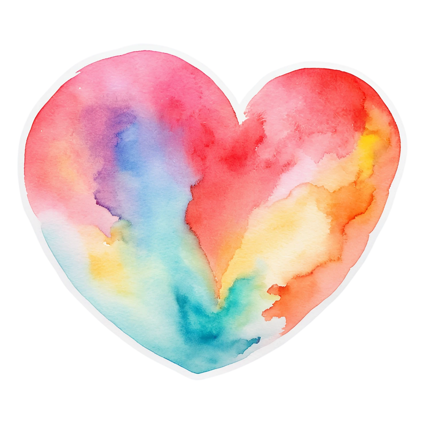 heart watercolor sticker isolated on transparent background #18305