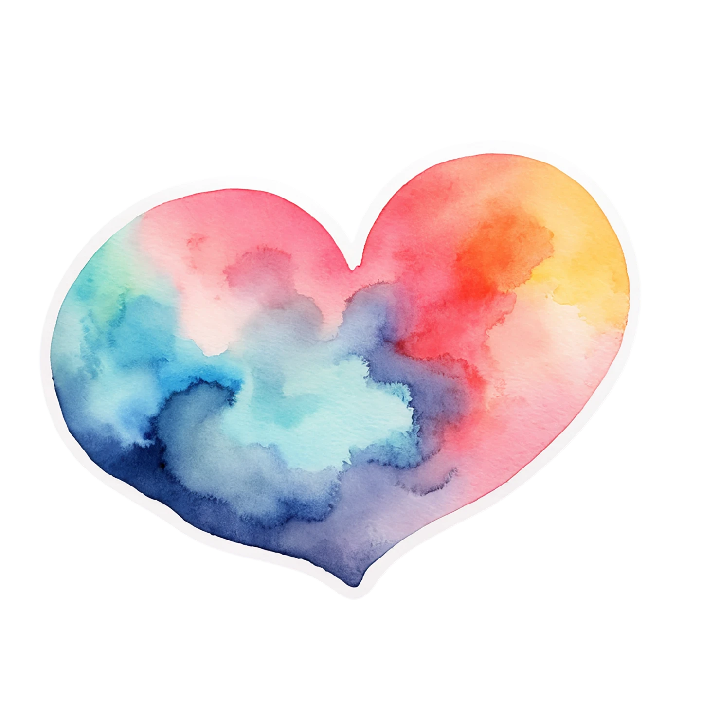 heart watercolor sticker isolated on transparent background #18306