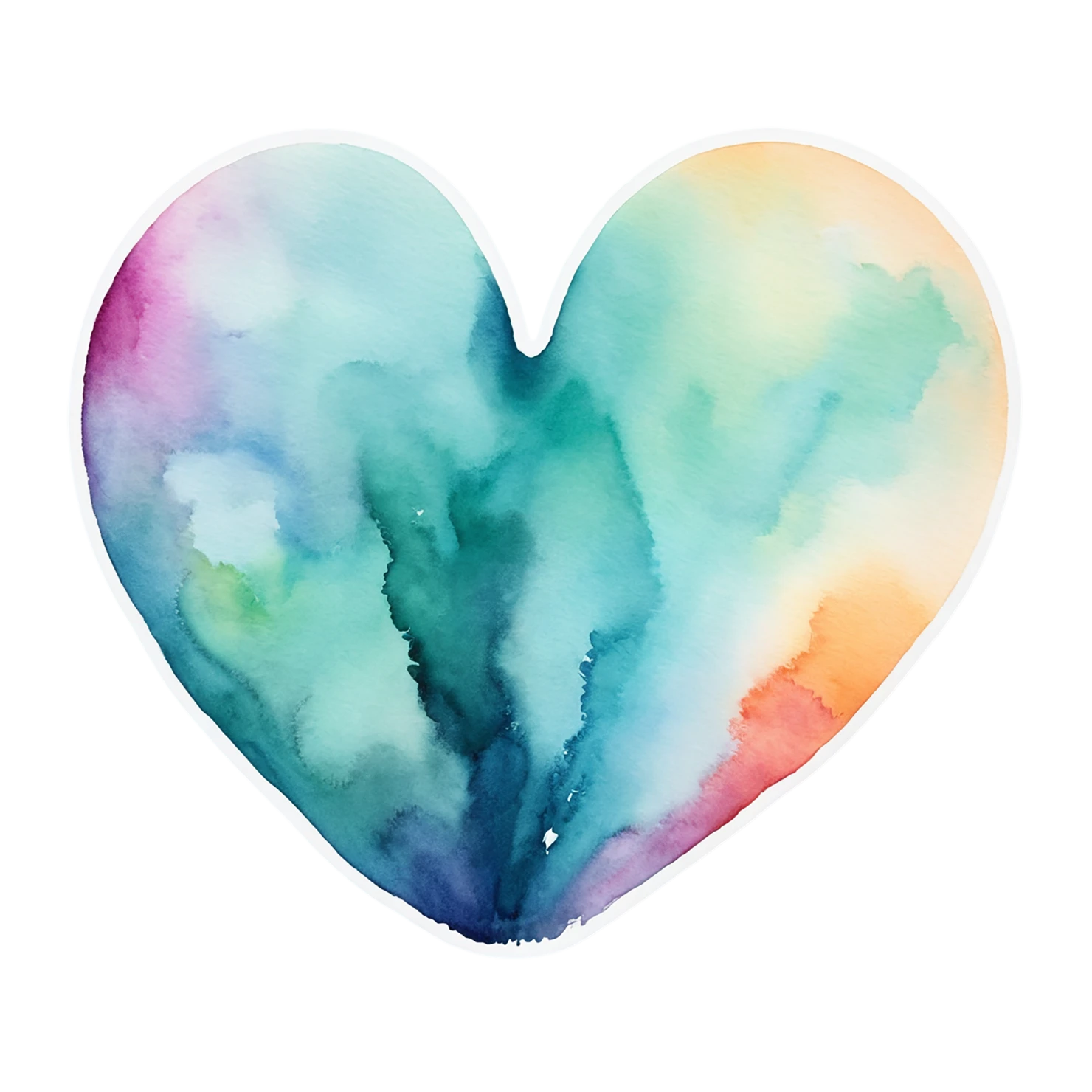 heart watercolor sticker isolated on transparent background #18307