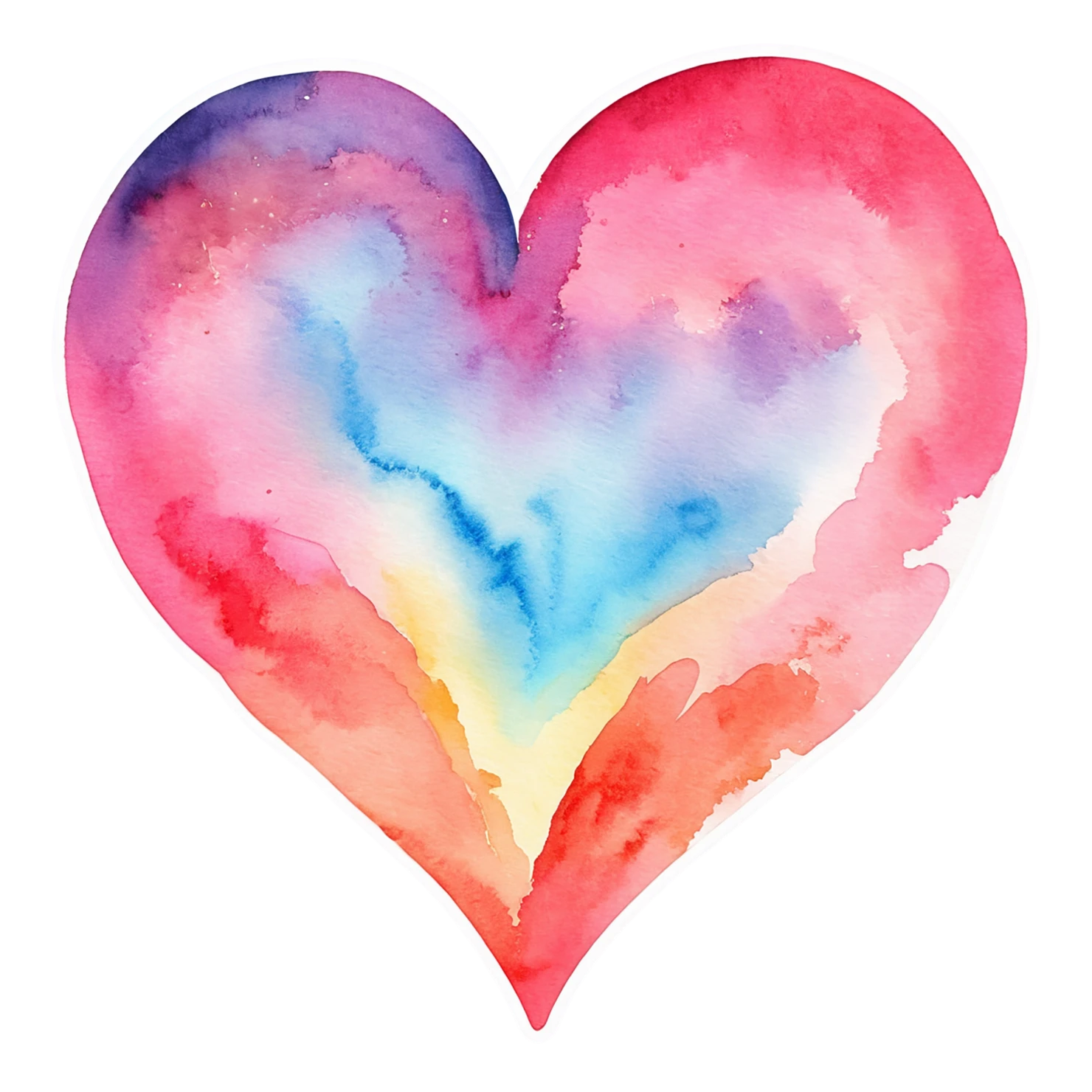heart watercolor sticker isolated on transparent background #18309