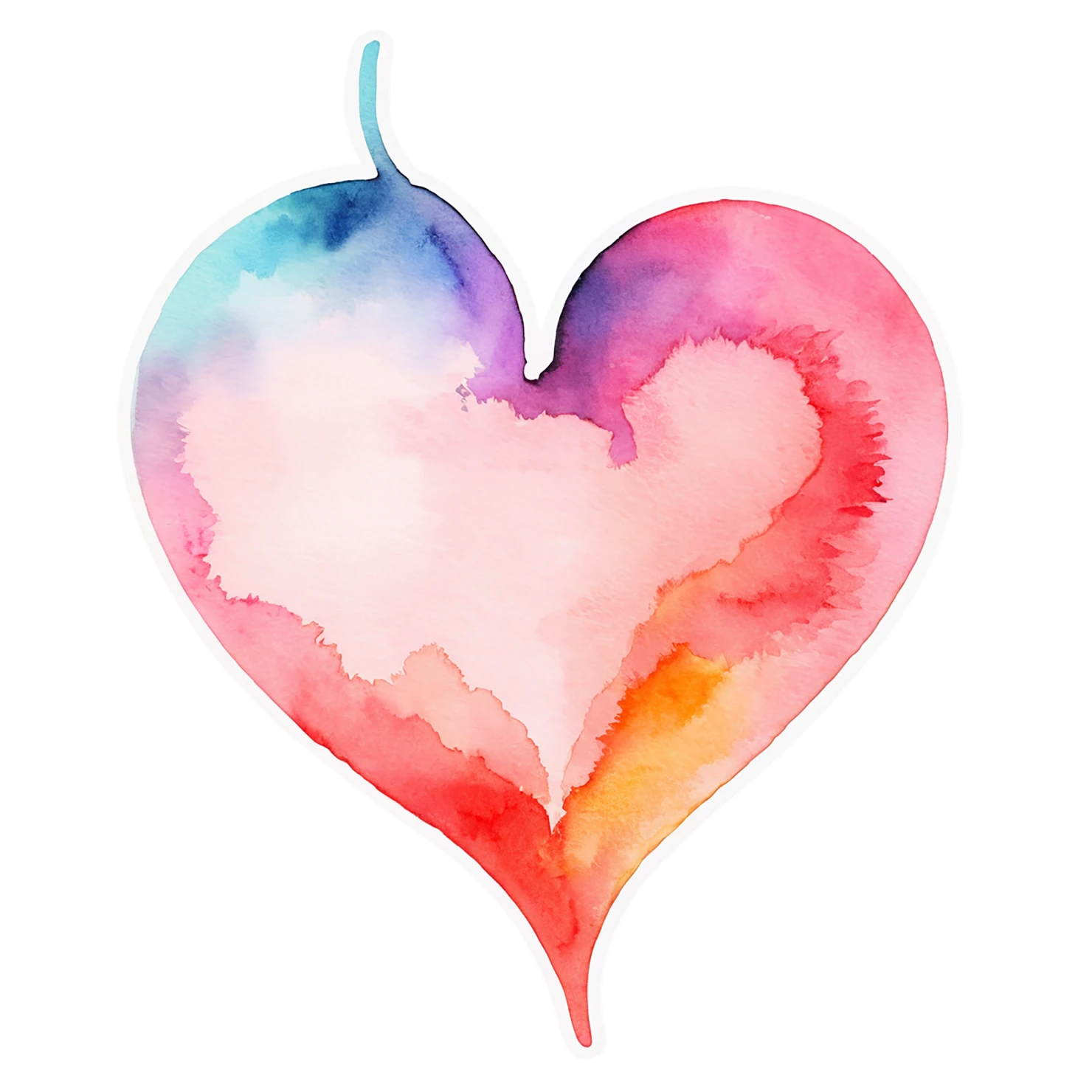 heart watercolor sticker isolated on transparent background #18310