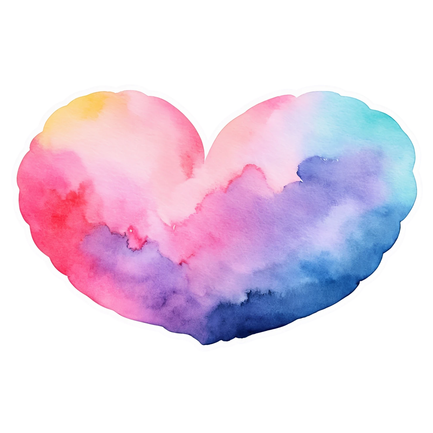 heart watercolor sticker isolated on transparent background #18318