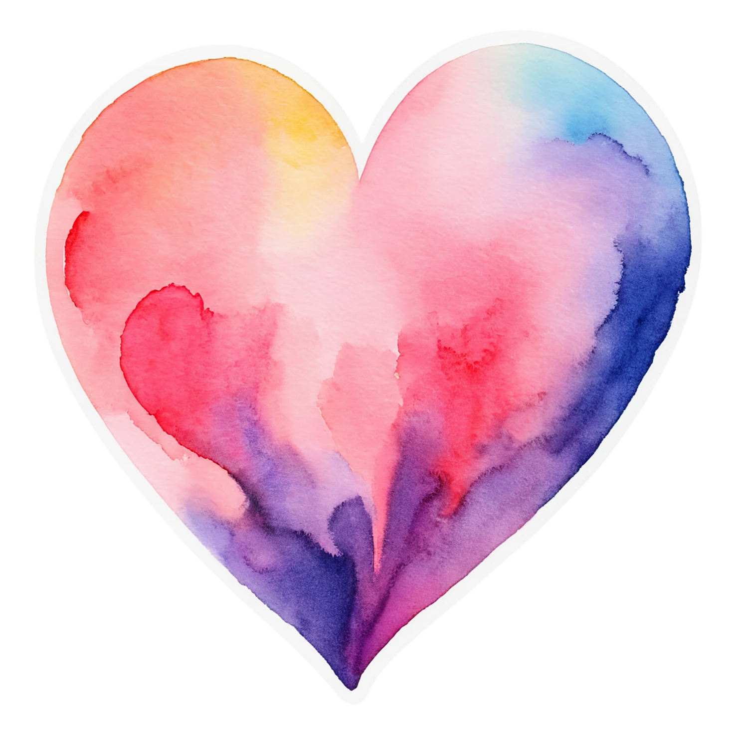 heart watercolor sticker isolated on transparent background #18319