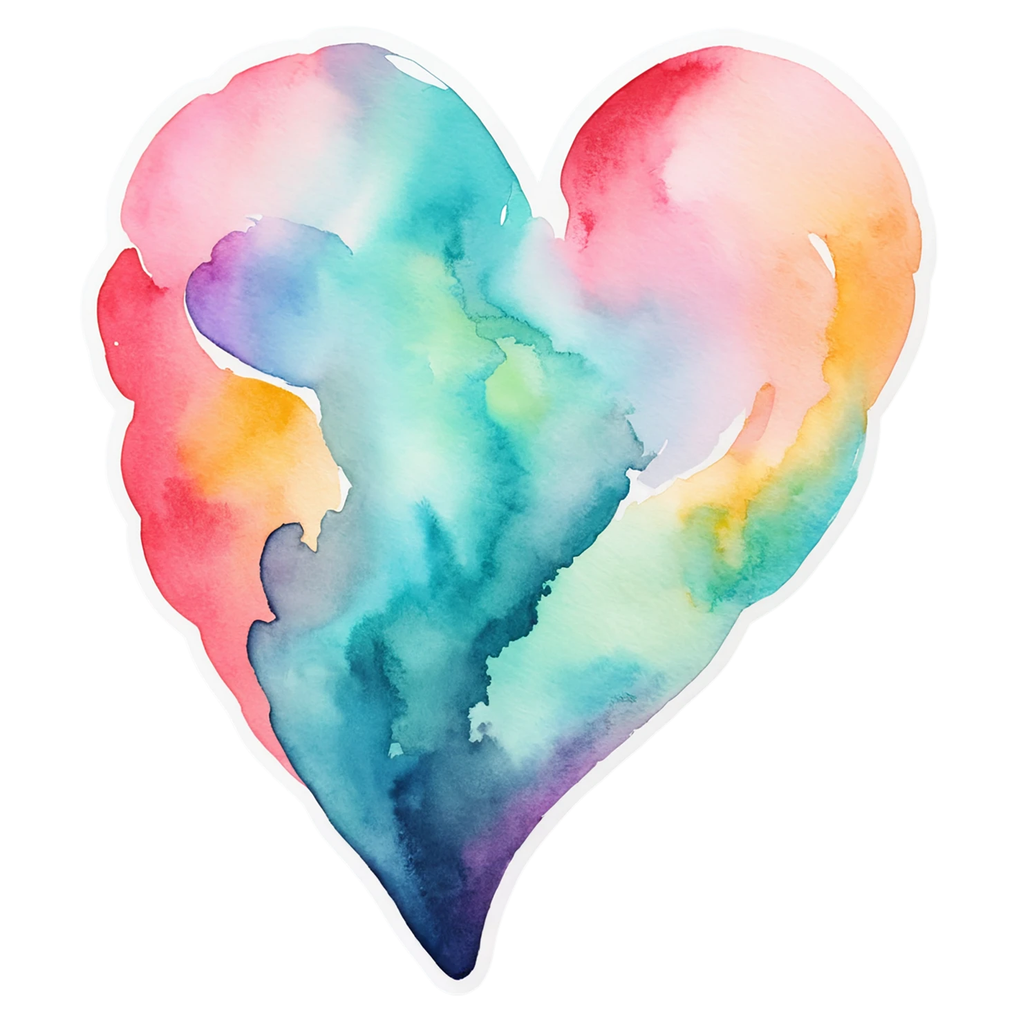 heart watercolor sticker isolated on transparent background #18321