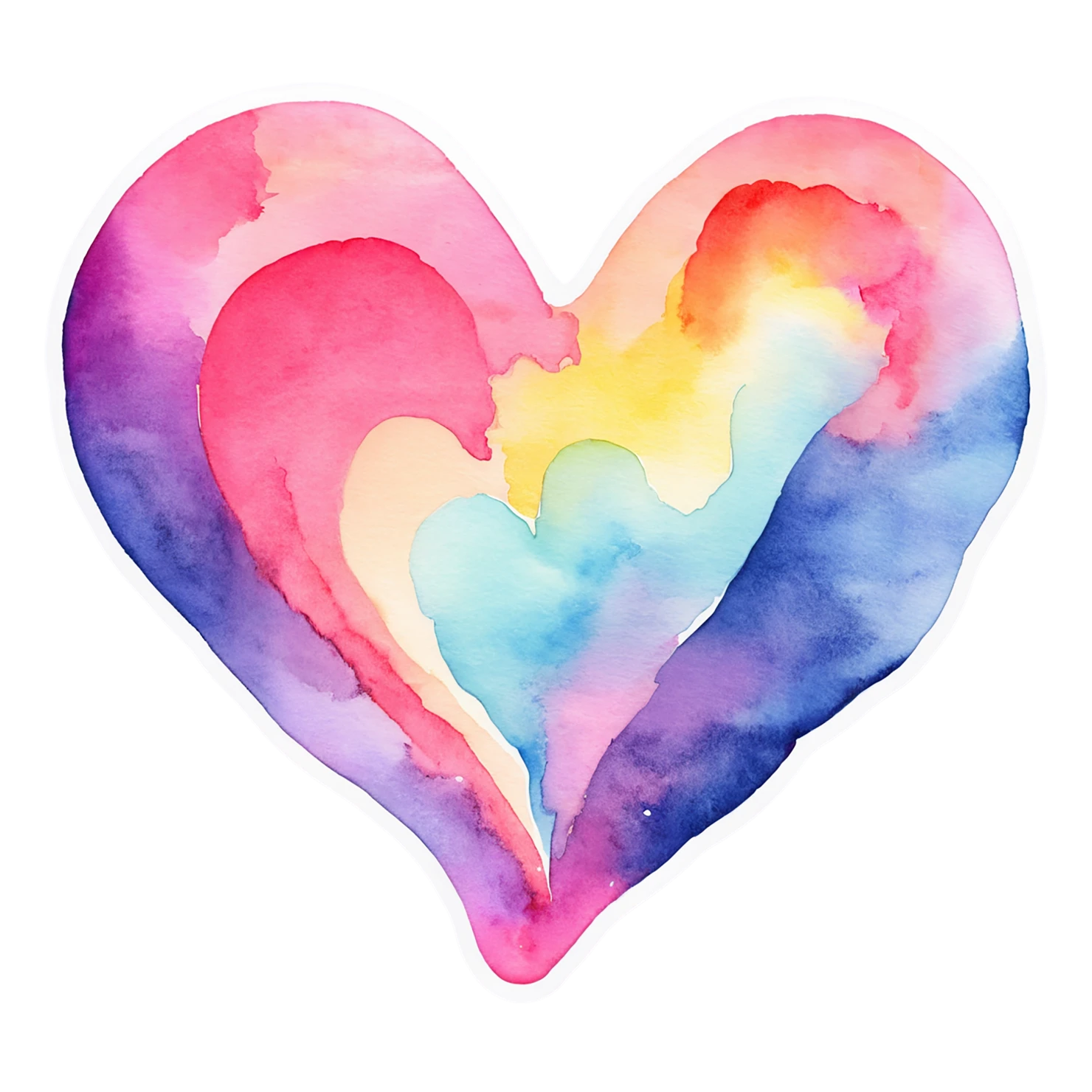 heart watercolor sticker isolated on transparent background #18325