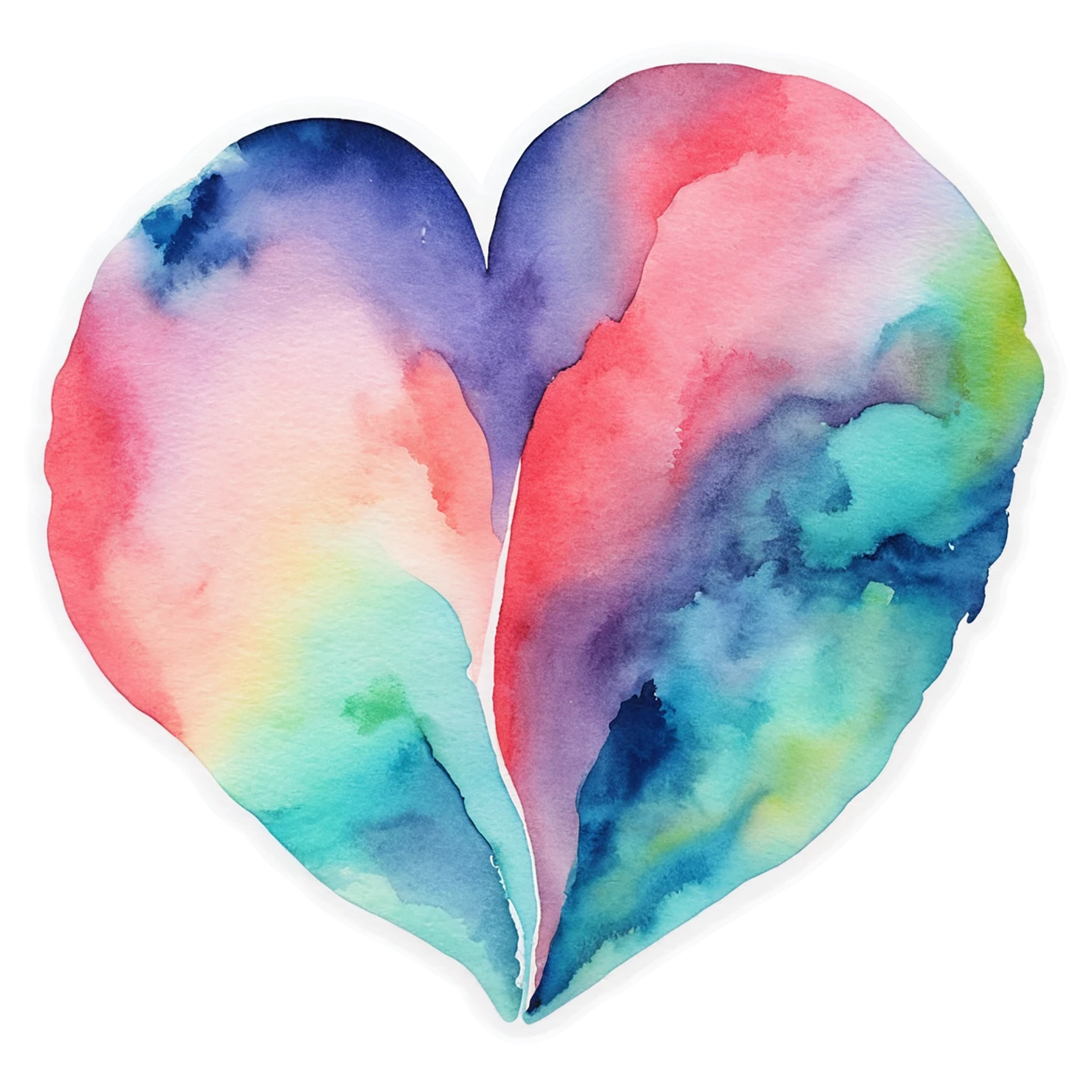 heart watercolor sticker isolated on transparent background #18326