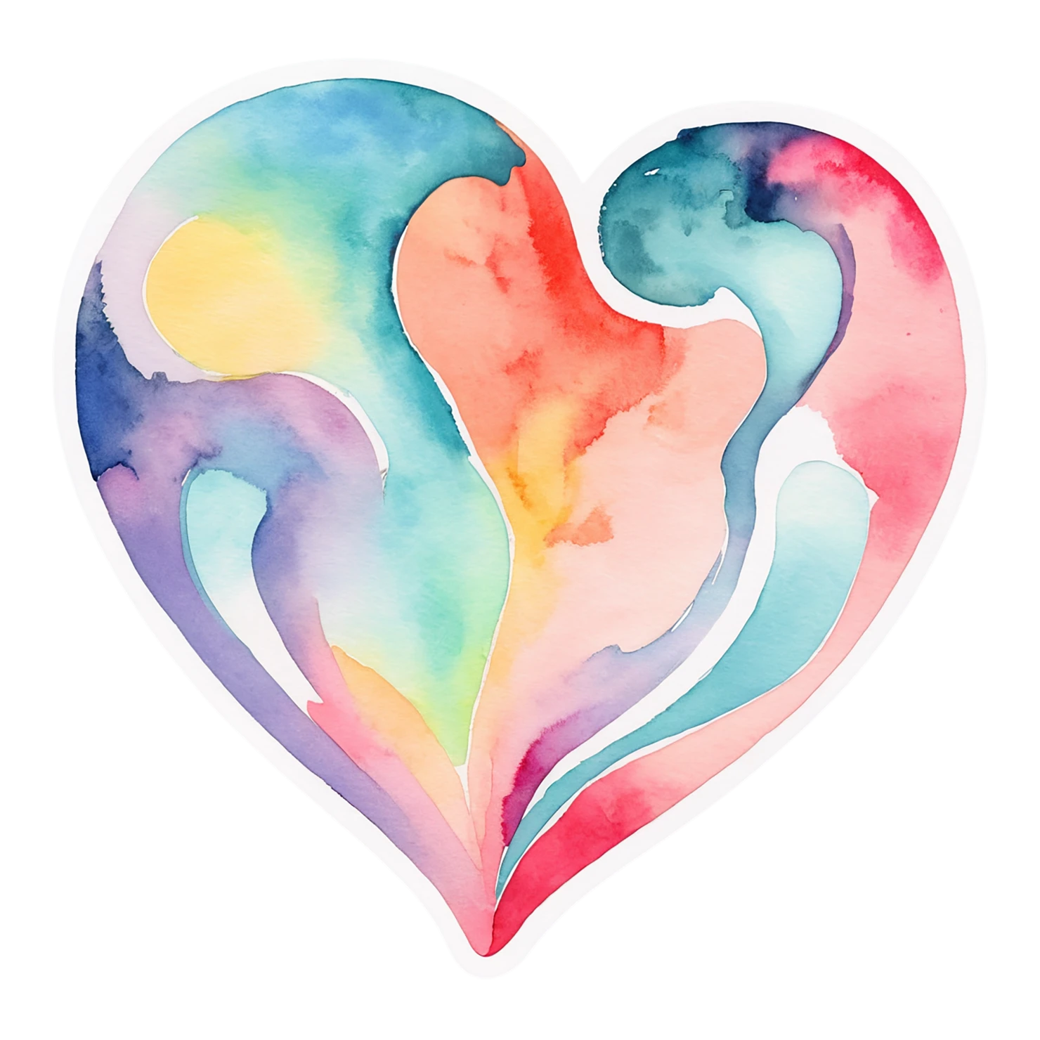 heart watercolor sticker isolated on transparent background #18329