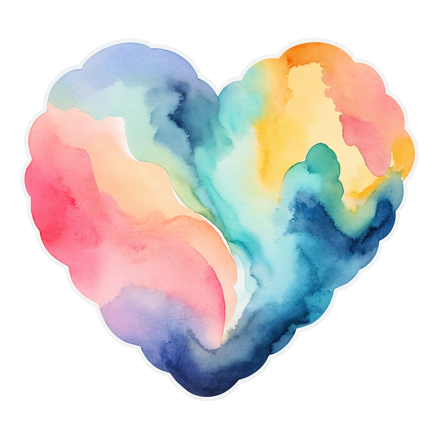 heart watercolor sticker isolated on transparent background #18342