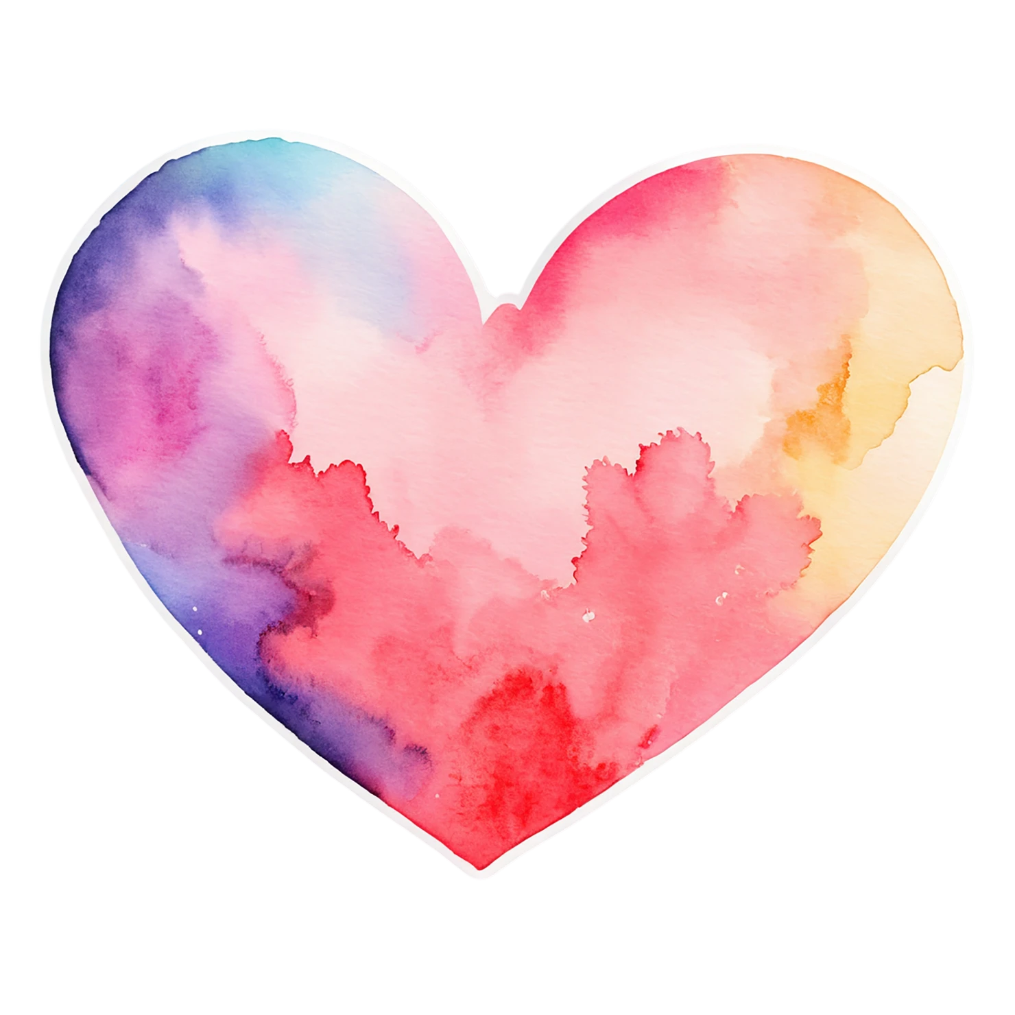 heart watercolor sticker isolated on transparent background #18344