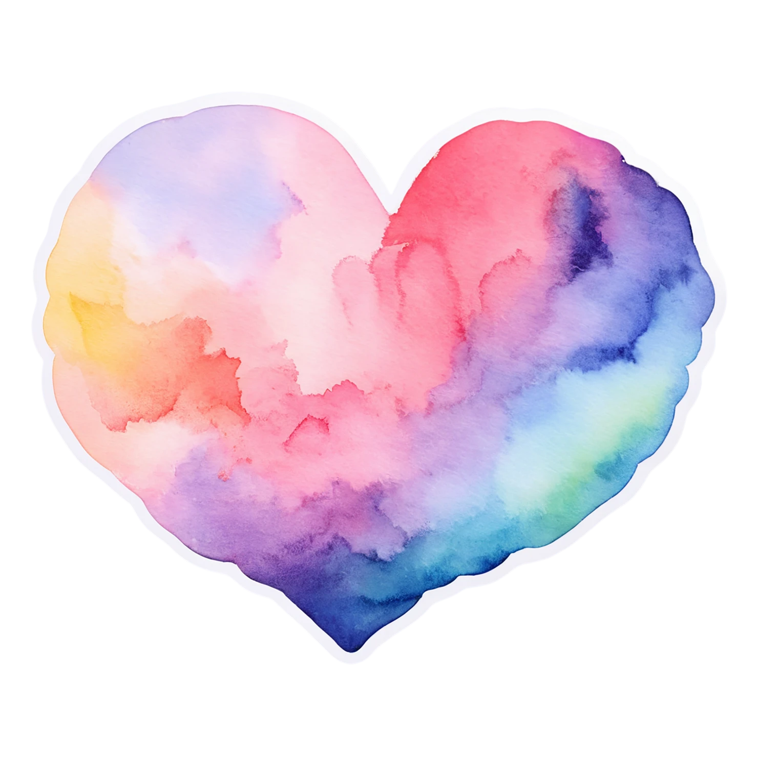 heart watercolor sticker isolated on transparent background #18345