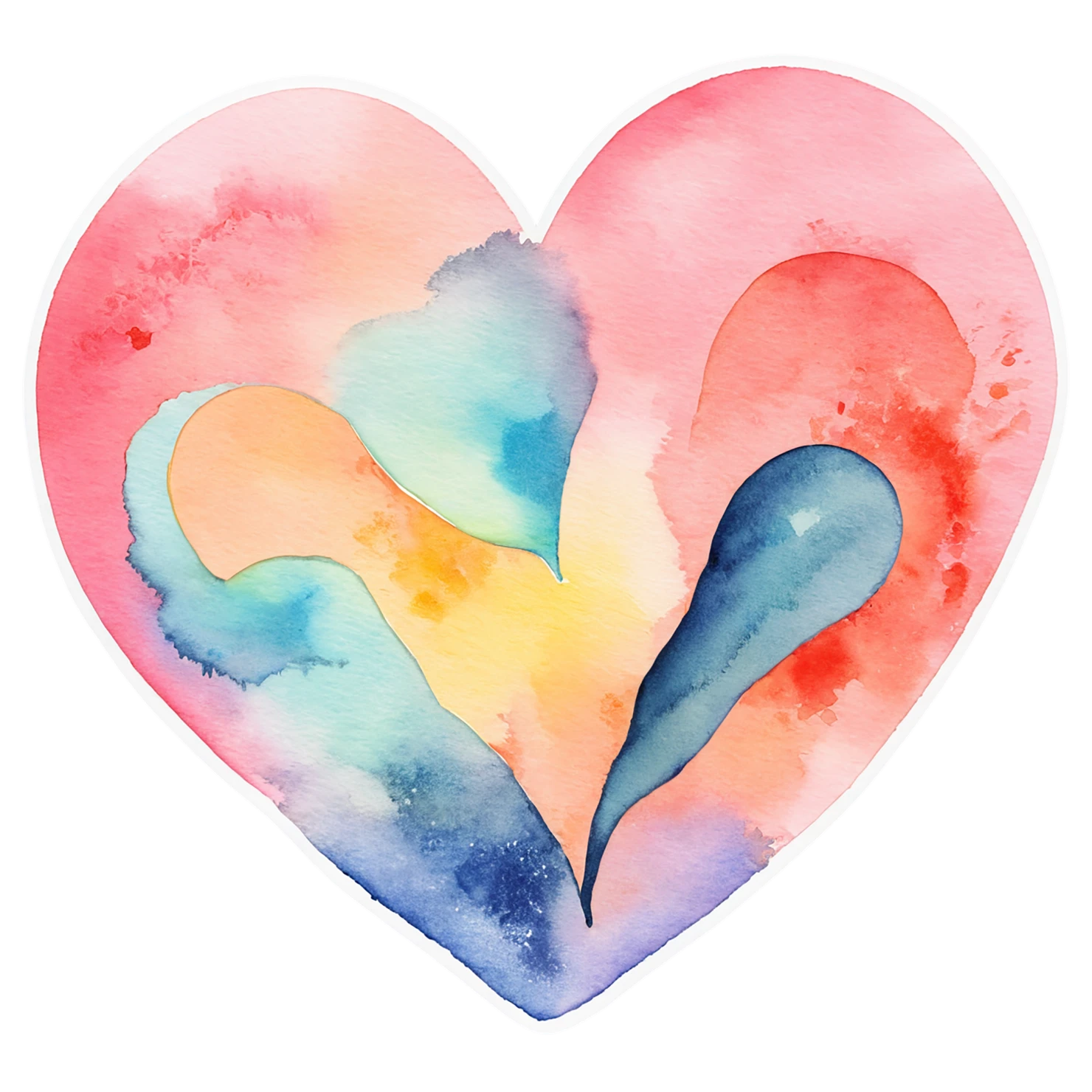 heart watercolor sticker isolated on transparent background #18346