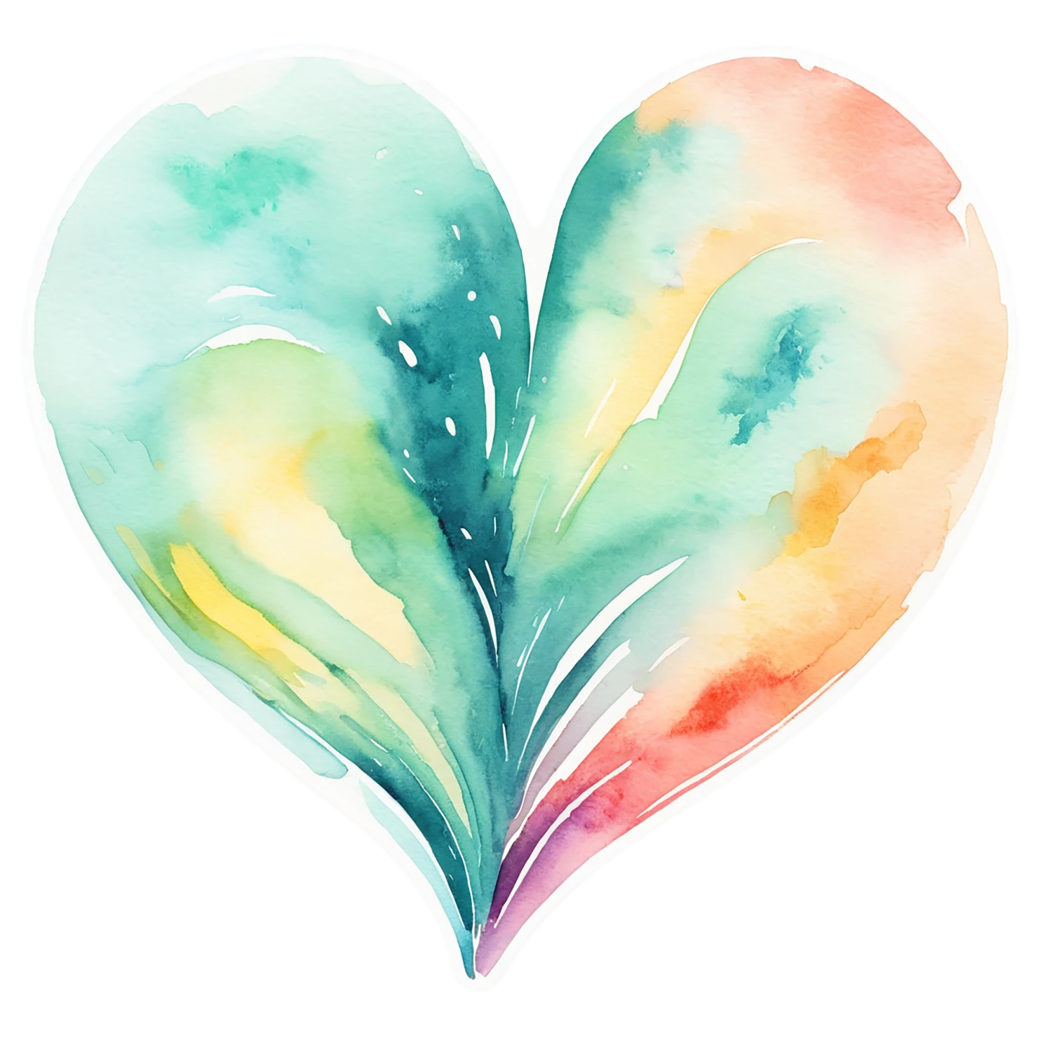 heart watercolor sticker isolated on transparent background #18348
